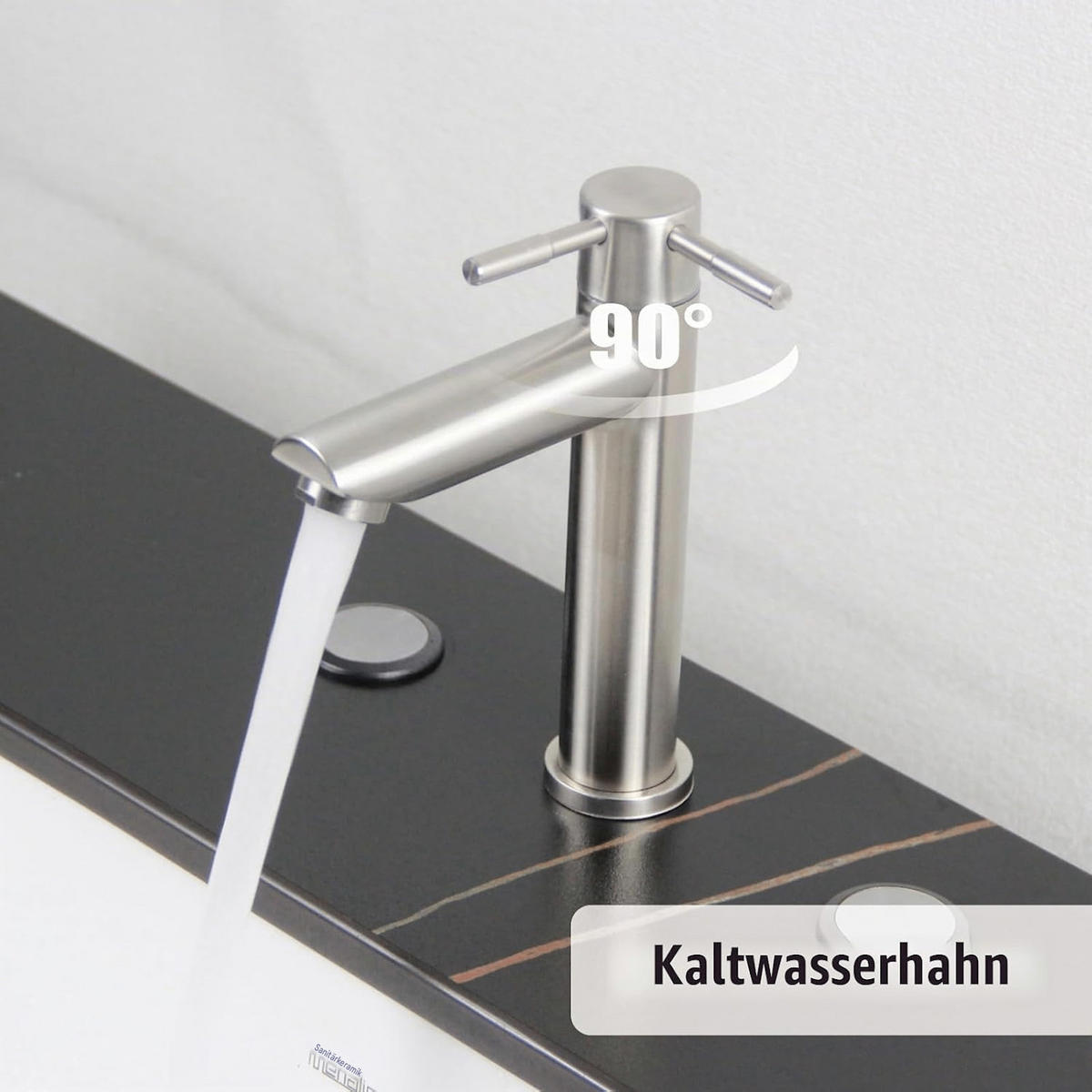 BADEZIMMERARMATUR, 140 x 305 mm, mit 60 cm Schlauch，Silberner - Silberfarben, Metall (33/6/17cm) - Vallsero