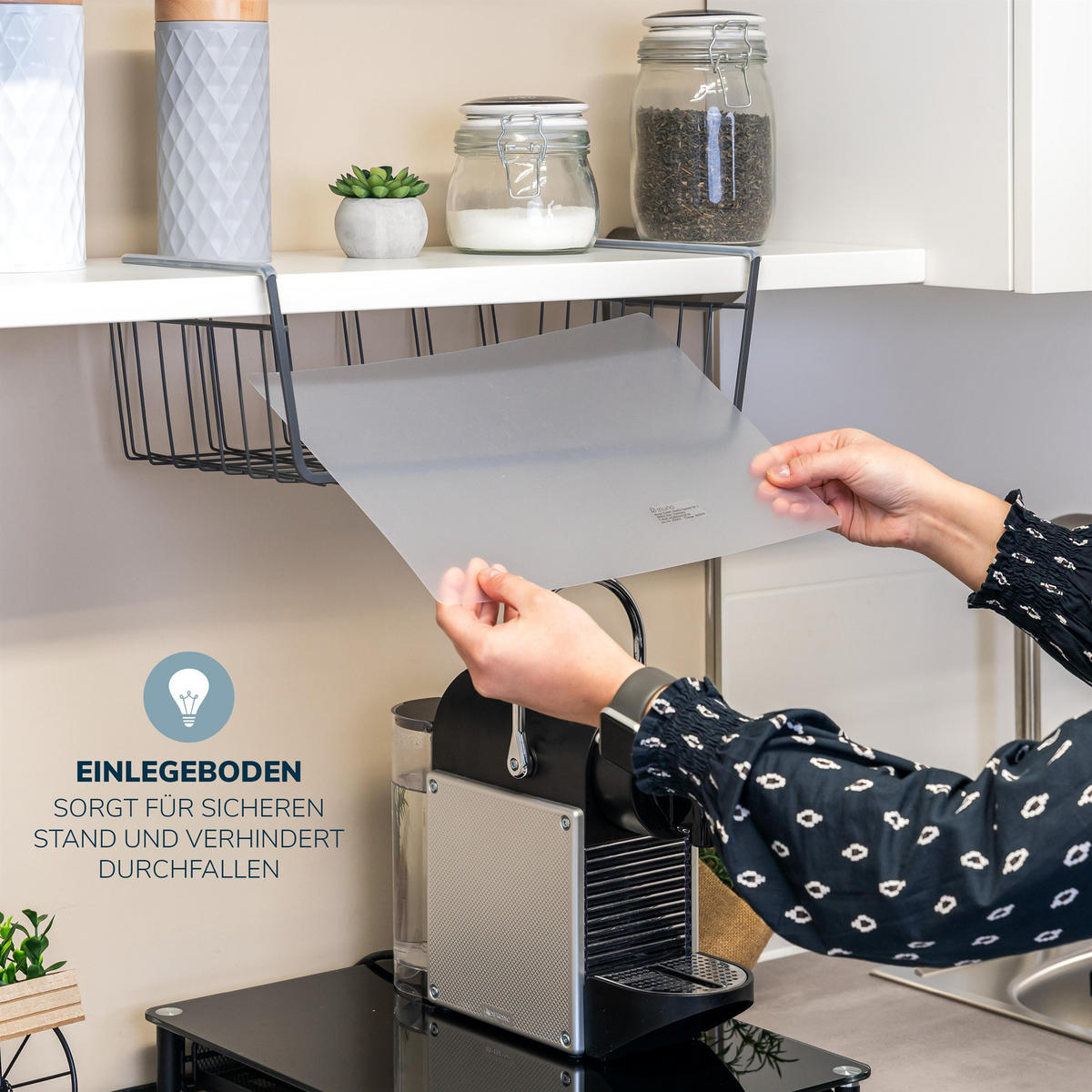 SCHRANKKORB 2er-Set inkl. Einlegeboden, grau - Grau, Metall (41/14/26cm) - eluno