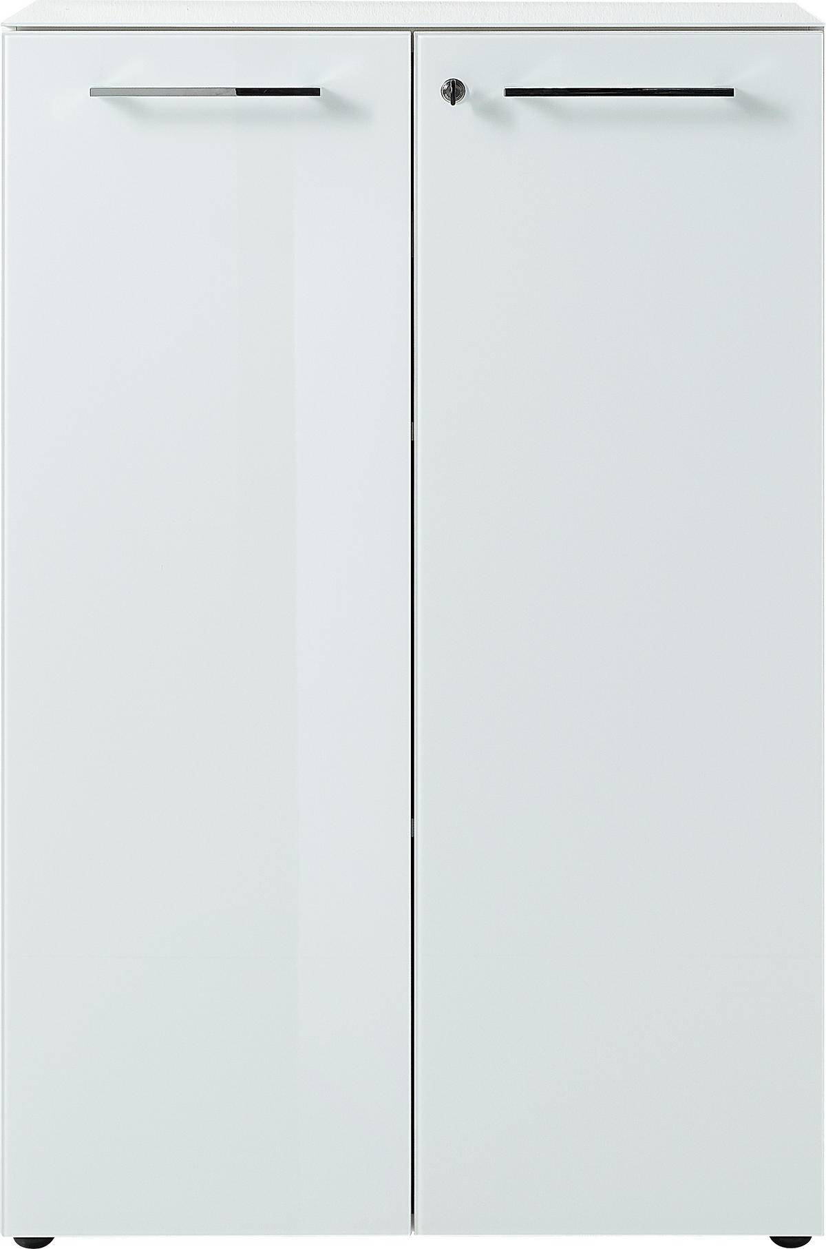 AKTENSCHRANK "Muenchen" Glasfront Soft-Close Abschließbar, Weiß 80x37x120cm - Weiß, Holzwerkstoff/Metall (80/120/37cm) - KADIMA DESIGN