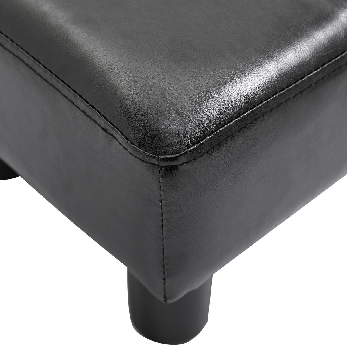 FUSSHOCKER, Beinstütze, Sitzhocker, Schwarz - Schwarz, Leder (30/24/40cm) - HOMCOM