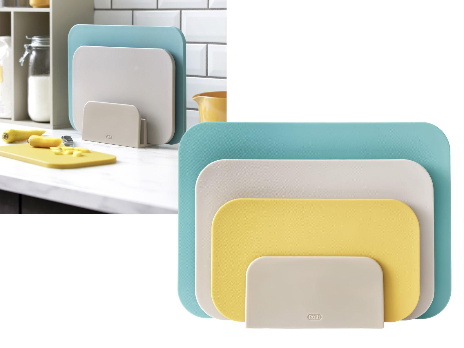 SCHNEIDEBRETTER-SET Choptima ocean - Türkis/Multicolor, Kunststoff (35/26cm) - Rosti