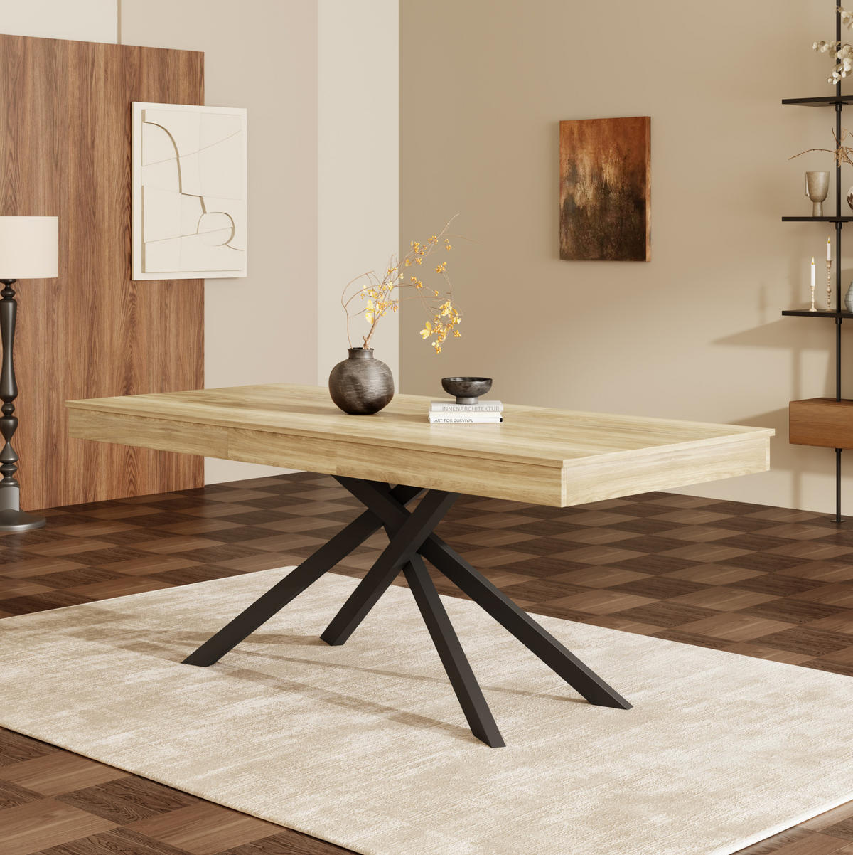 ESSTISCH 140/180/80 cm in Eichefarben aus MDF, ausziehbar für 6 bis 8 Personen - Eichefarben, Holzwerkstoff (180/80/76cm) - Flora Grace