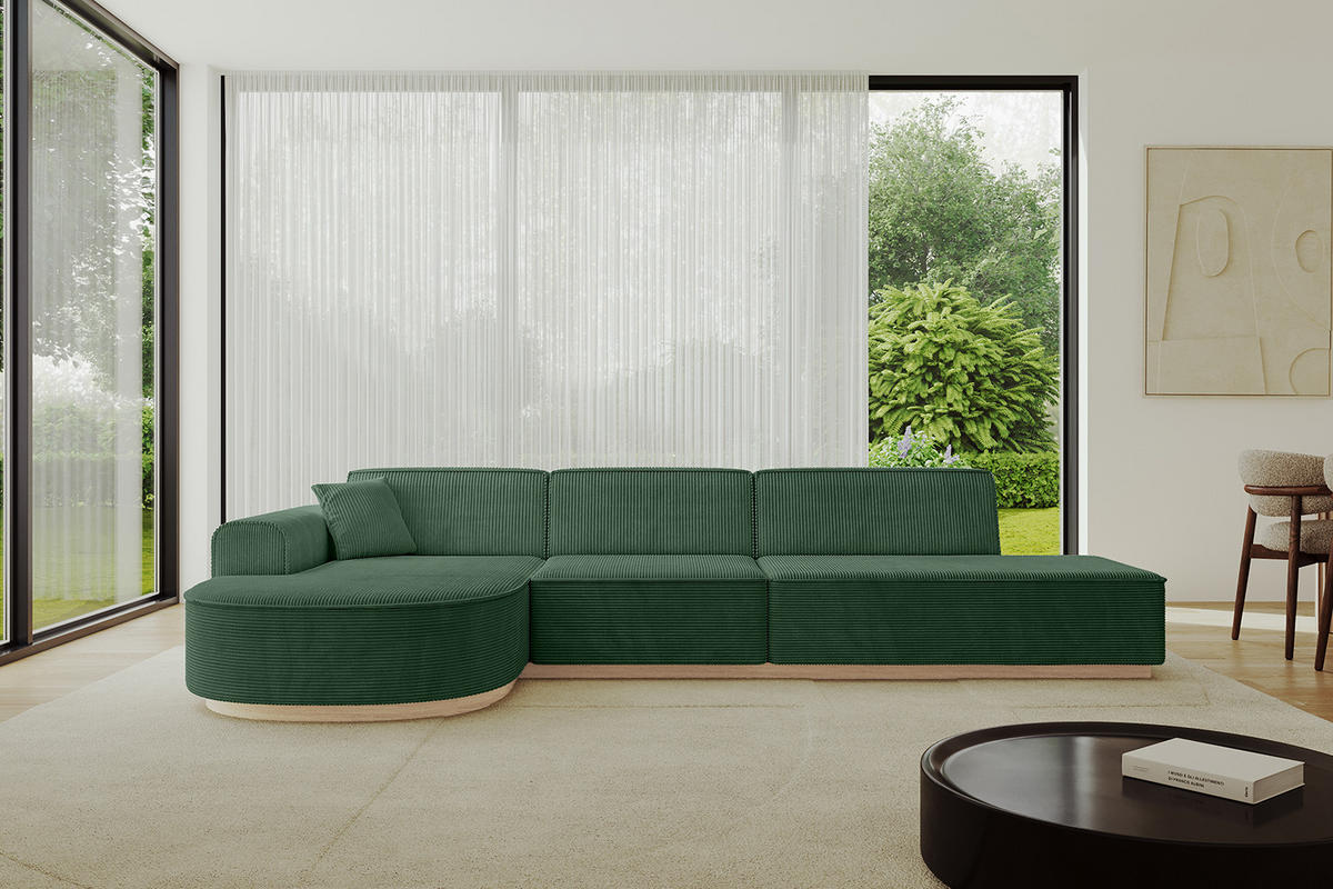 ECKSOFA Ottomane Links ARRIO-L2 - 328x171x83 cm Grün - Grün, Holzwerkstoff/Textil (328/171cm) - ALTDECOR