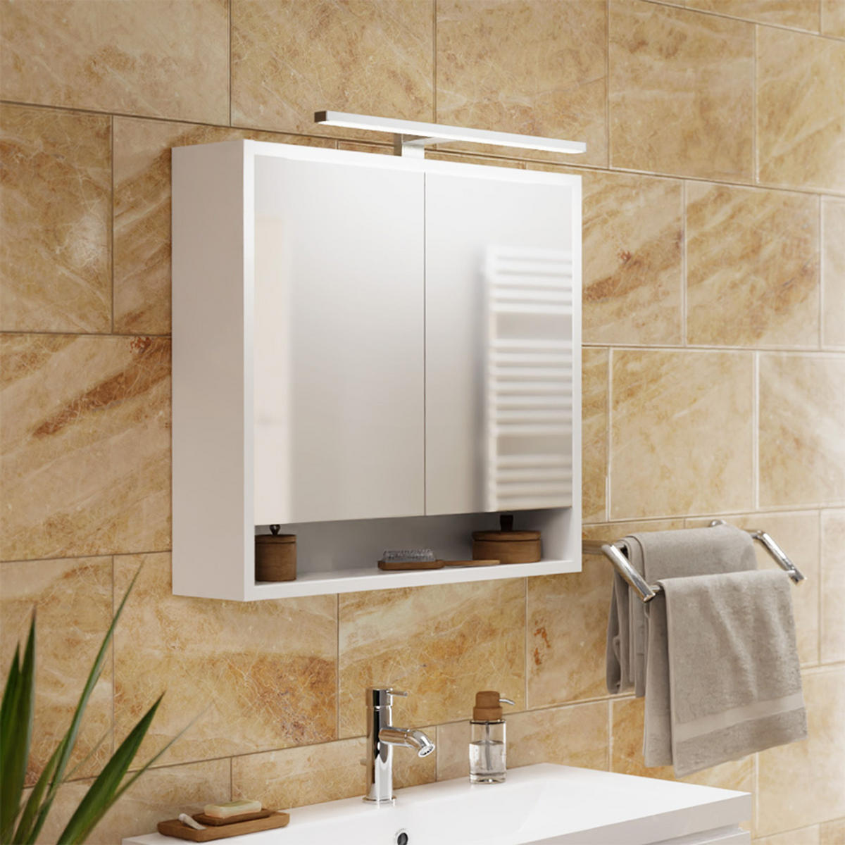 WANDLEUCHTE BALEA 500 Chrom 7 W IP44 - Chromfarben, Metall (127/4/50cm) - Rendl