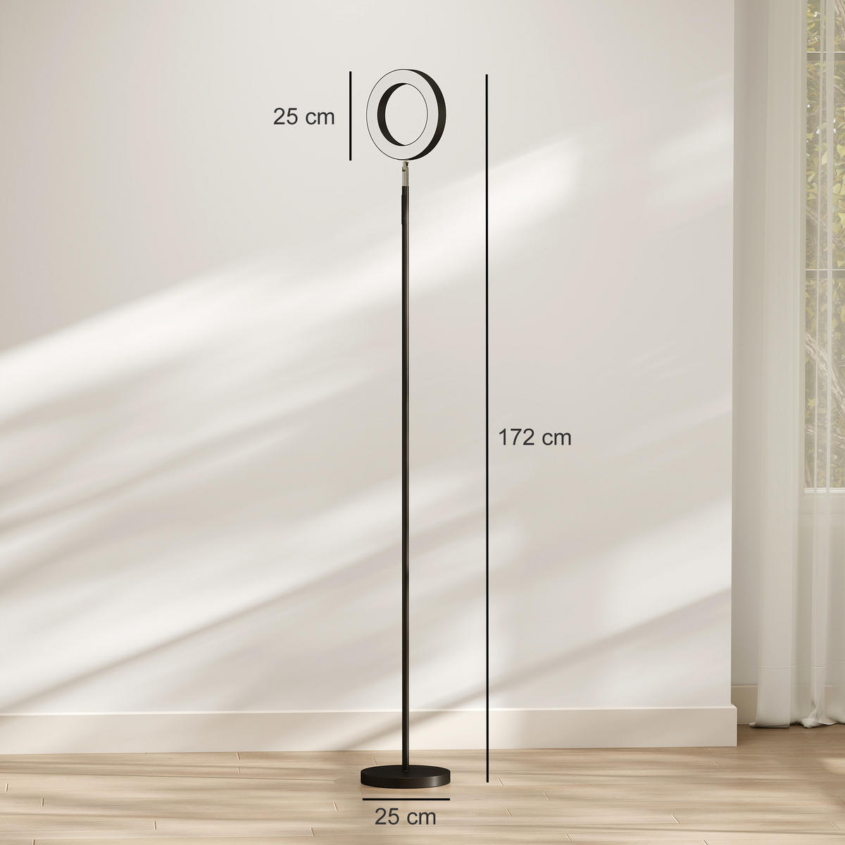 STEHLAMPE Stahl PC-Kunststoff Schwarz - Schwarz, Metall (25/25/172cm) - HOMCOM