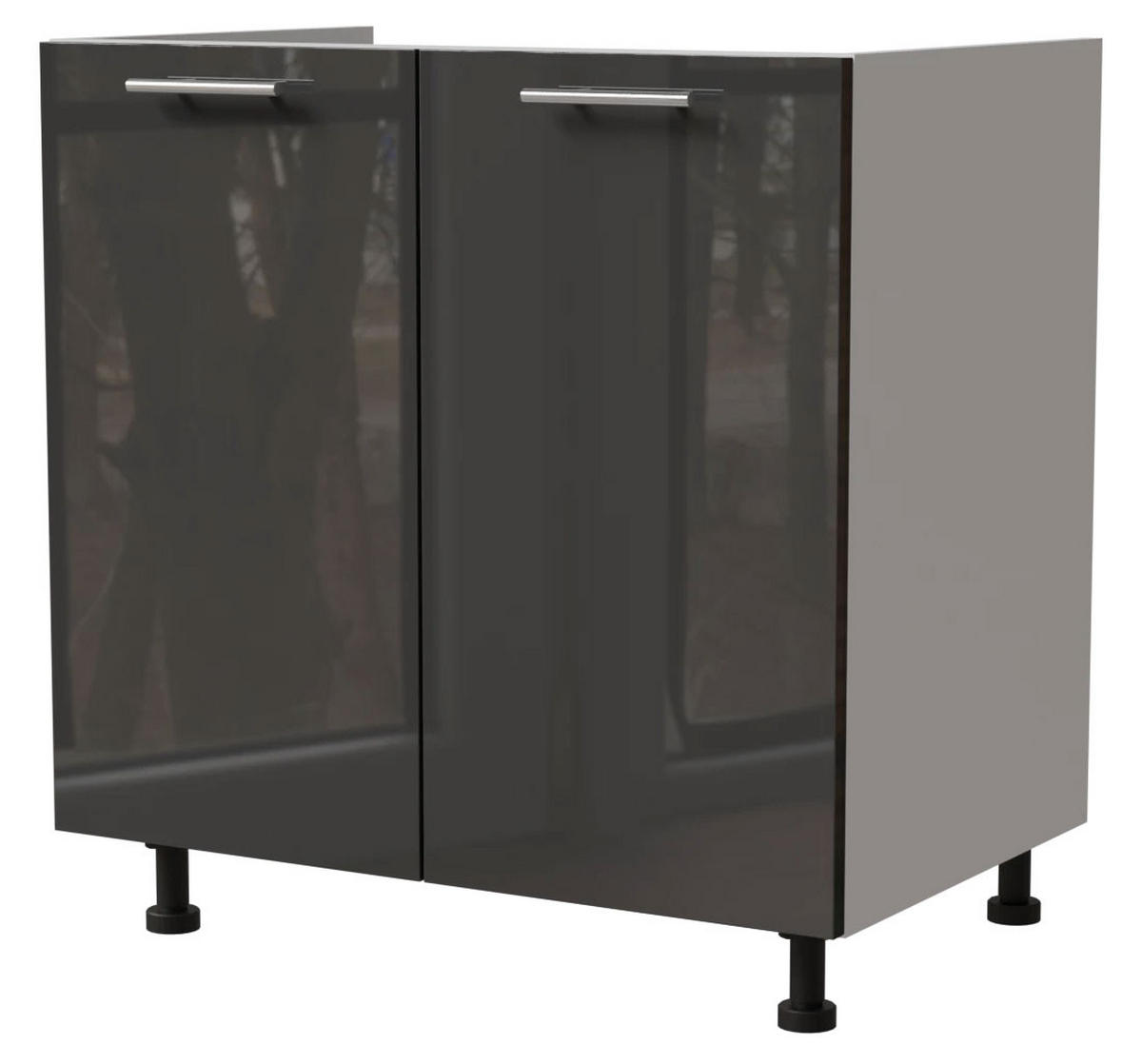 SPÜLENUNTERSCHRANK Essen D8Z/80 Graphit Hochglanz / Weiß Matt 80 / 50 / 82cm - Graphitfarben/Weiß, Holz/Holzwerkstoff (80/82/50cm) - Feldmann-Wohnen