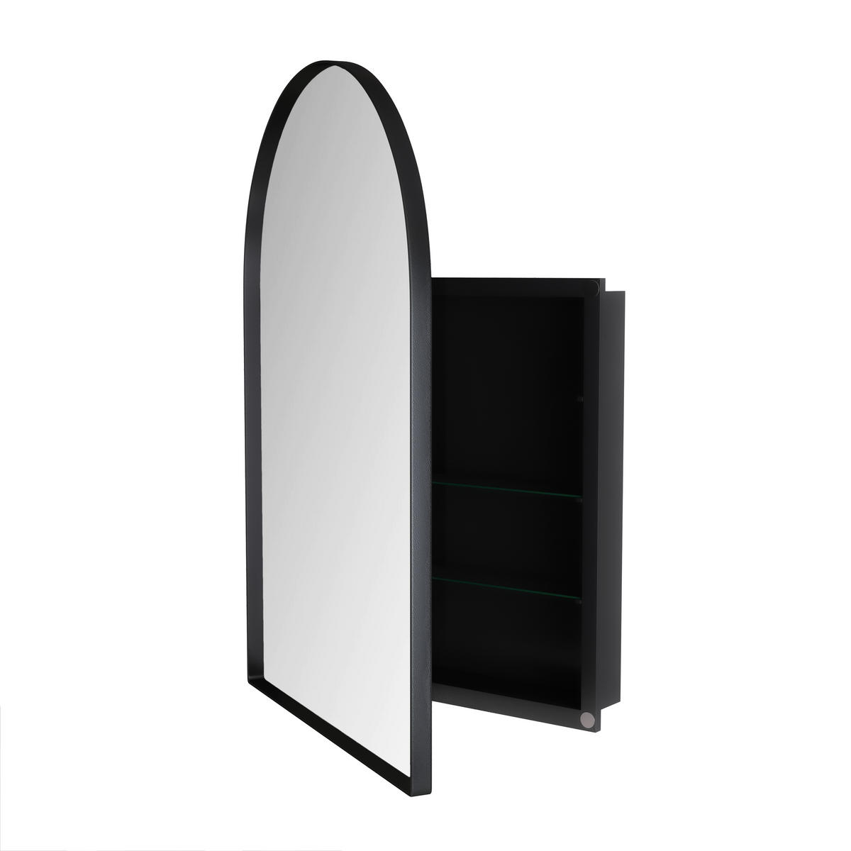 SPIEGELSCHRANK 91x61x12cm schwarz mit gehärtetem Glas Wandmontage,Feuchtigkeitsbeständig,Integrierter Stauraum - Silberfarben, Glas (61/12/91cm) - Modfu
