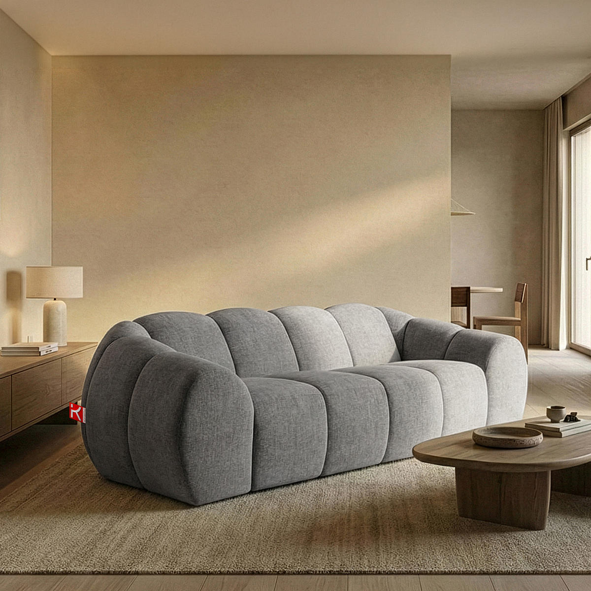 3-SITZER SOFA FLAVA, hell Aschgrau - Hellgrau, Holz/Holzwerkstoff (240/76/100cm) - KONSIMO®