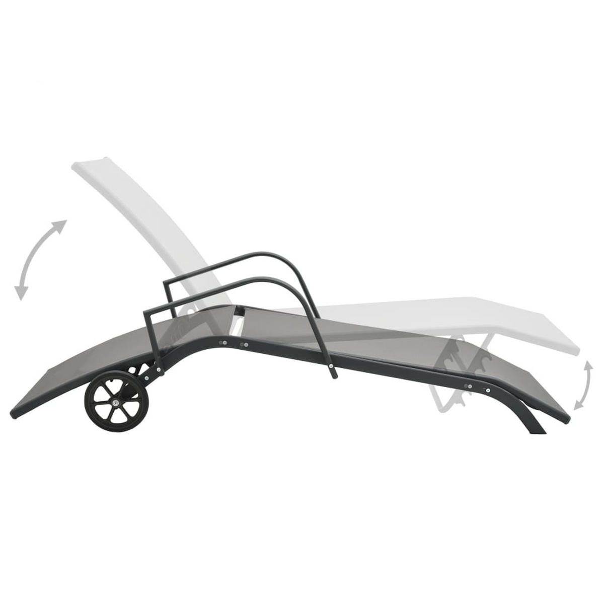 SONNENLIEGE Stahl Und Textilene - Grau, Metall (58/32/200cm) - vidaXL