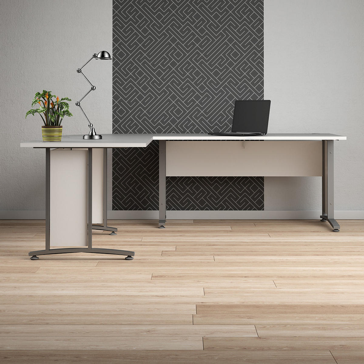 ECKSCHREIBTISCH Weiß - Weiß, Holzwerkstoff (230/200/75cm) - ebuy24