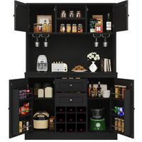BUFFET 120/40/188 cm schwarz aus MDF mit Weinregal - Schwarz, Holzwerkstoff (120/188/40cm) - OKWISH