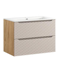 WASCHTISCHKOMBI 80cm 2 Teile - Ocean Beige O BM436 in Beige / Geölter Eiche - Beige, Holz/Keramik (80/57/46cm)