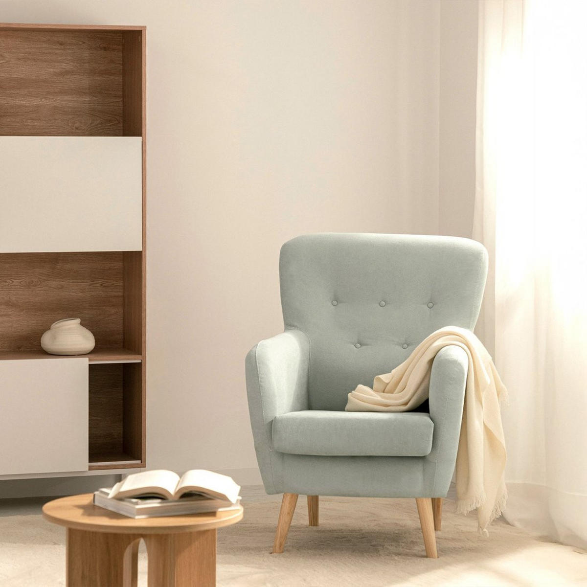 LESESESSEL Astrid Grün 72 cm x 96 cm - Grün, Textil (72/96/80cm) - Klast Home