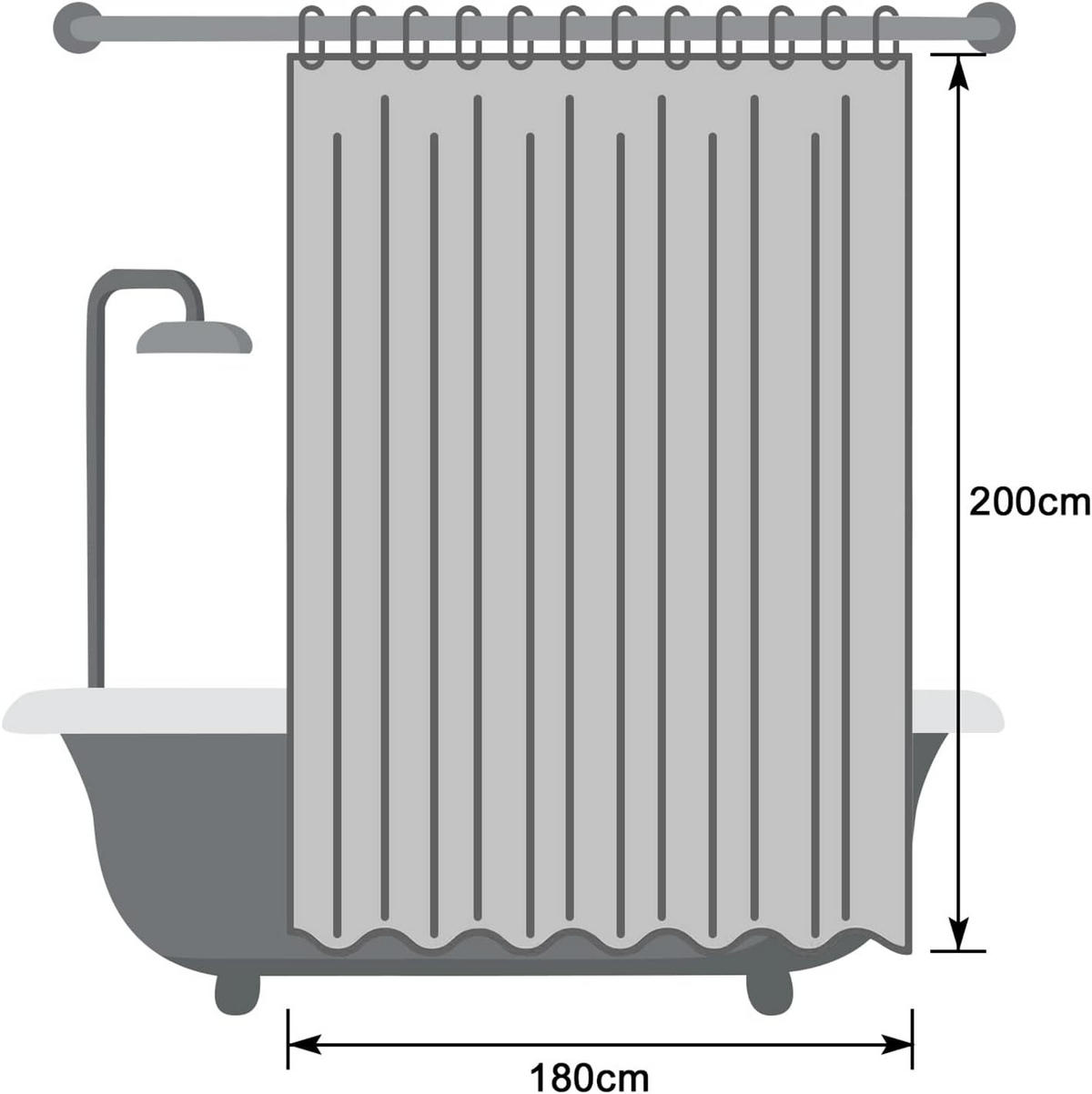 DUSCHVORHANG Blumen Muster beschwerter Saum Polyester schimmelresistent wasserabweisend waschbar fürs Badezimmer und Badewanne - Grün, Textil (200/180cm) - MCBOSON