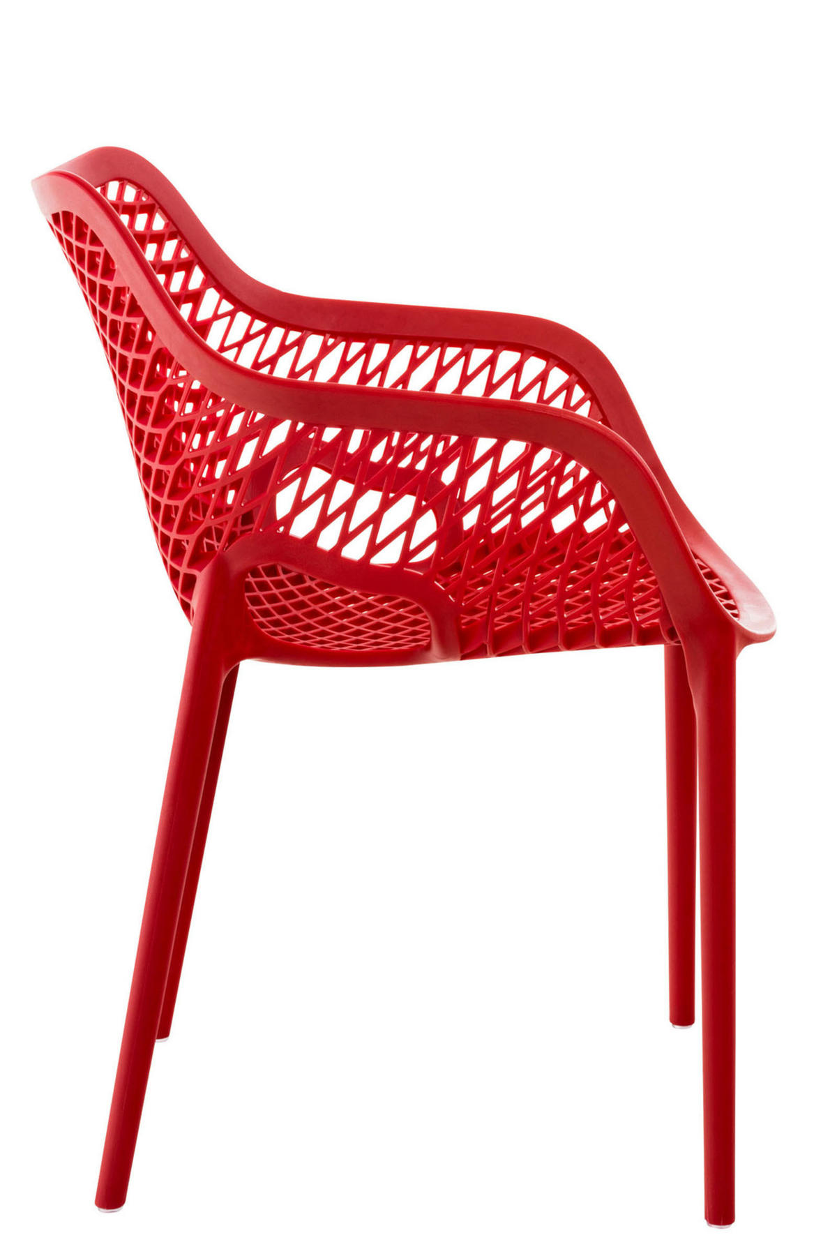 GARTENSTUHL 4er Set Kunststoff rot - Rot, Kunststoff (57/81/60cm) - CLP