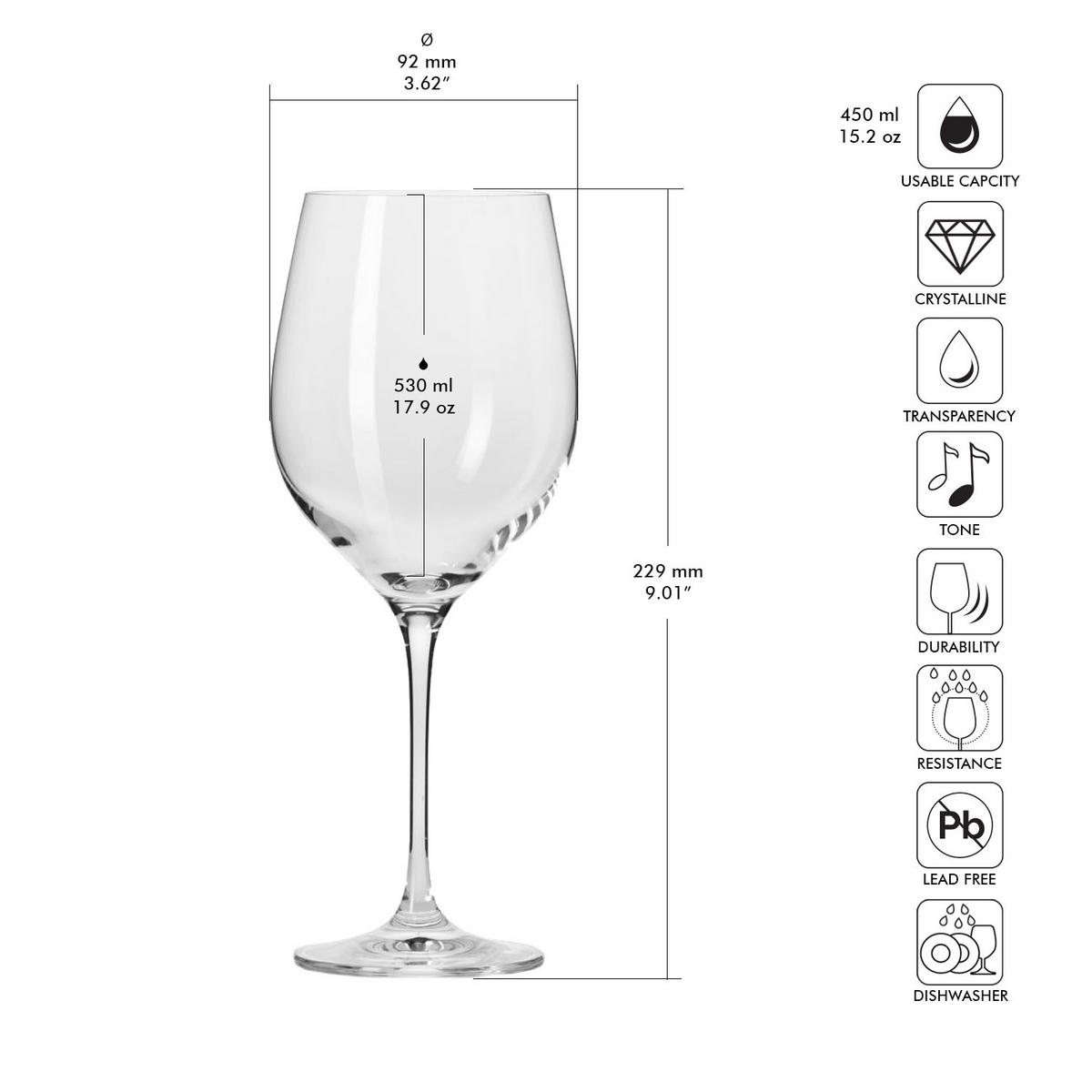 ROTWEINGLÄSER, 6er-Set, 530 ml - Transparent, Glas (0.53L) - Krosno Glass