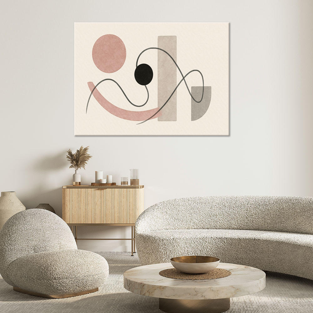 LEINWANDBILD Kreise Linien Abstraktion Minimalismus 120x80cm - Beige, Textil (120/80cm) - Feeby