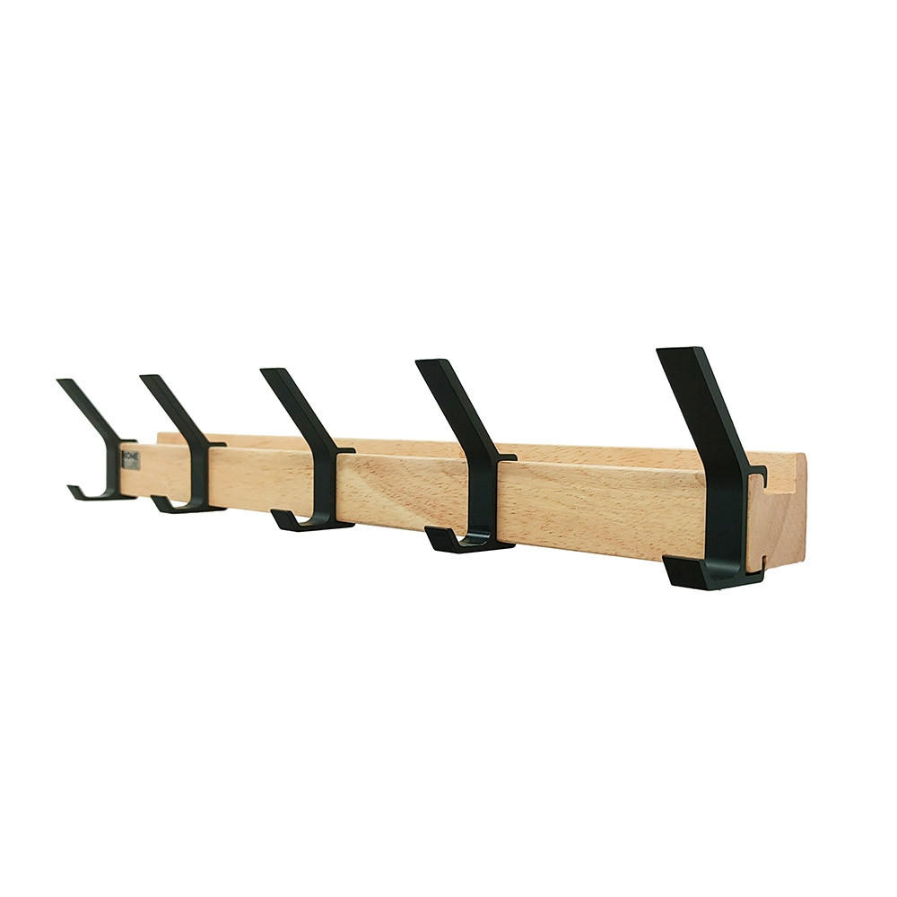 GARDEROBENLEISTE STRIPE - Menge: 5 x Haken - Braun, Holz (39/6.9/6.8cm) - Home Deluxe