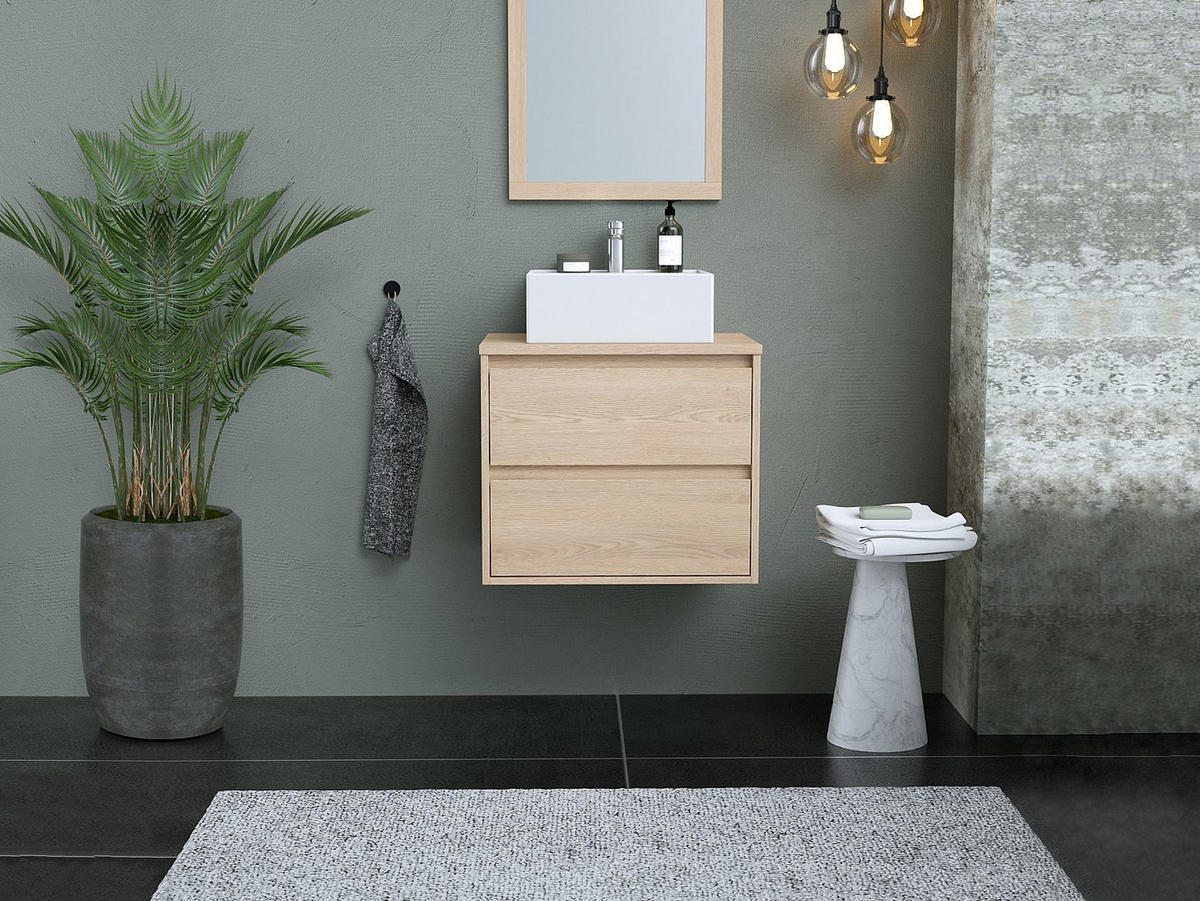 WASCHBECKENUNTERSCHRANK - 60 cm x 45 cm - Holz, Platte - Naturfarben Hell - MILIPAM - Naturfarben, Holz (60/50/45cm) - Vente-Unique