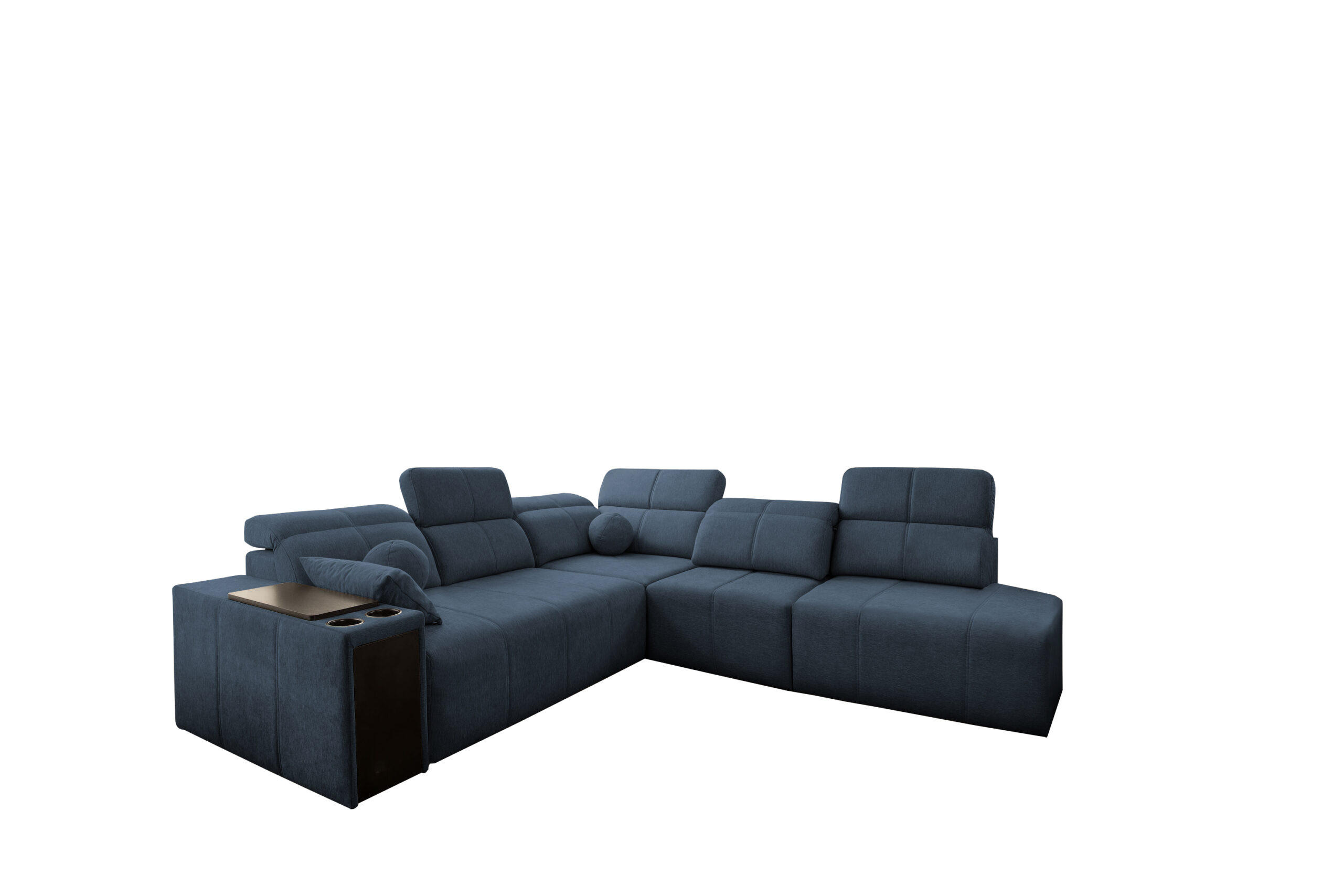 ECKSOFA Mindy IX Mit Schlaffunktion, Verstellbarer Rückenlehne Stoff Verita Blau Rechts - Blau, Holz (300/288cm) - Kaiser Möbel
