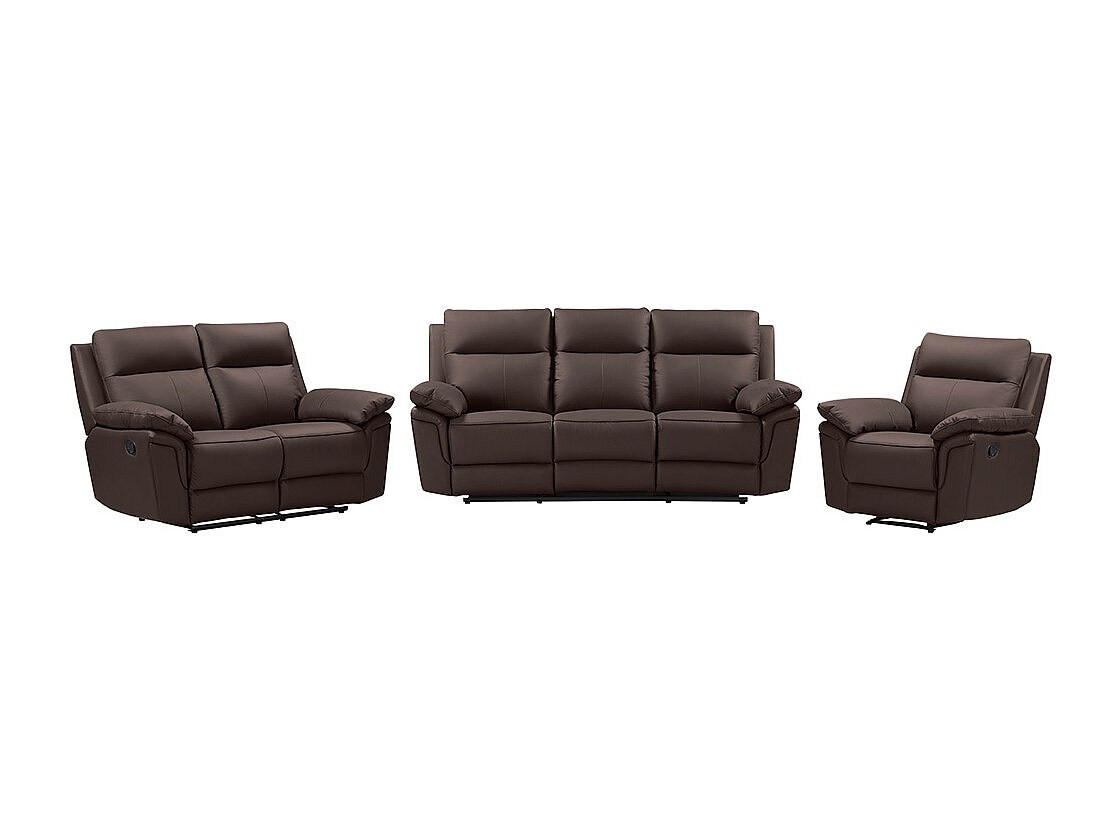 SOFAGARNITUR mit Relaxfunktion - -Sitzer - Leder - Schokoladenbraun - - Braun, Leder (208/102/92cm) - Vente-Unique