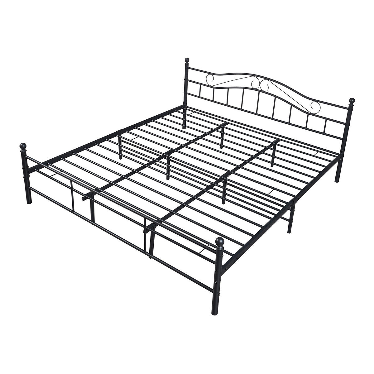 METALLBETT Florenz - Schwarz, Metall (180/200cm) - [en.casa]