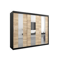 SCHWEBETÜRENSCHRANK 200/250/62 2-türig - Silberfarben/Schwarz, Holz/Kunststoff (250/200/62cm) - Abiks Möbel