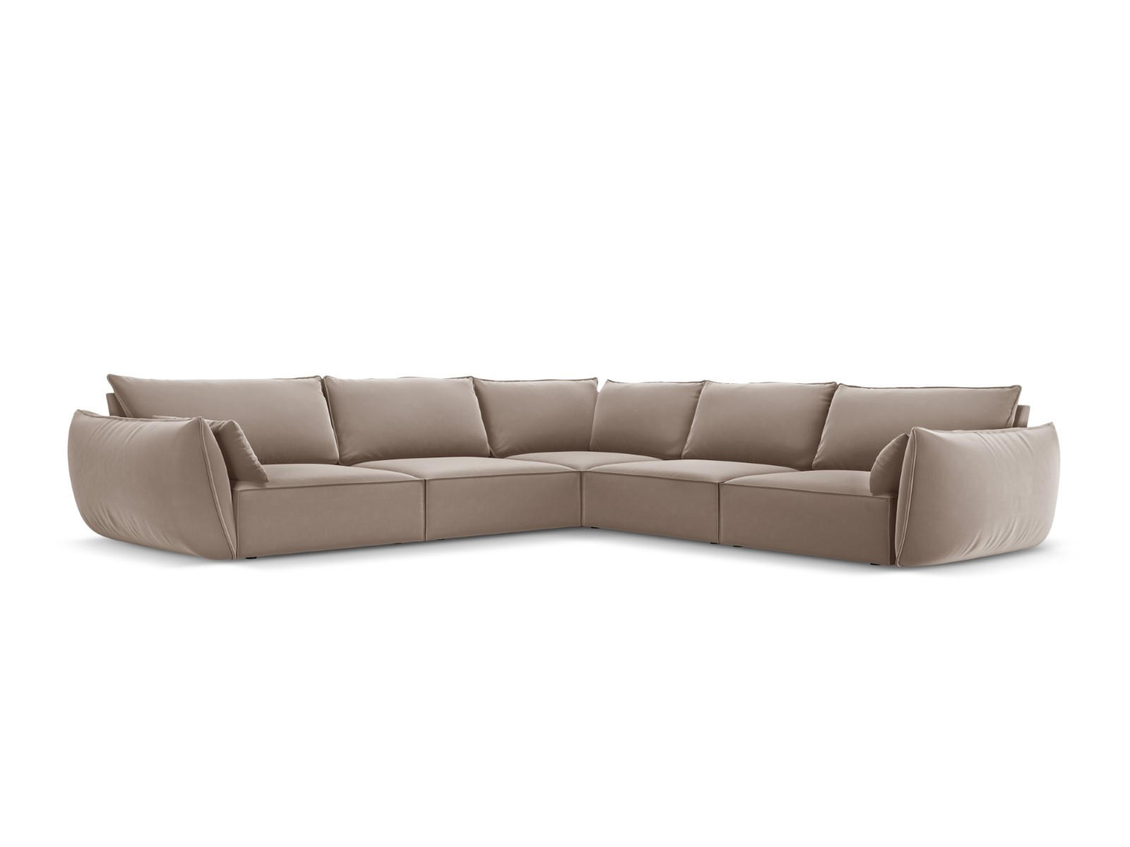 WENDBARES-ECKSOFA Kaelle aus Samt cappuccino 7 Sitzplätze - Cappuccino, Textil (286/286cm) - Micadoni
