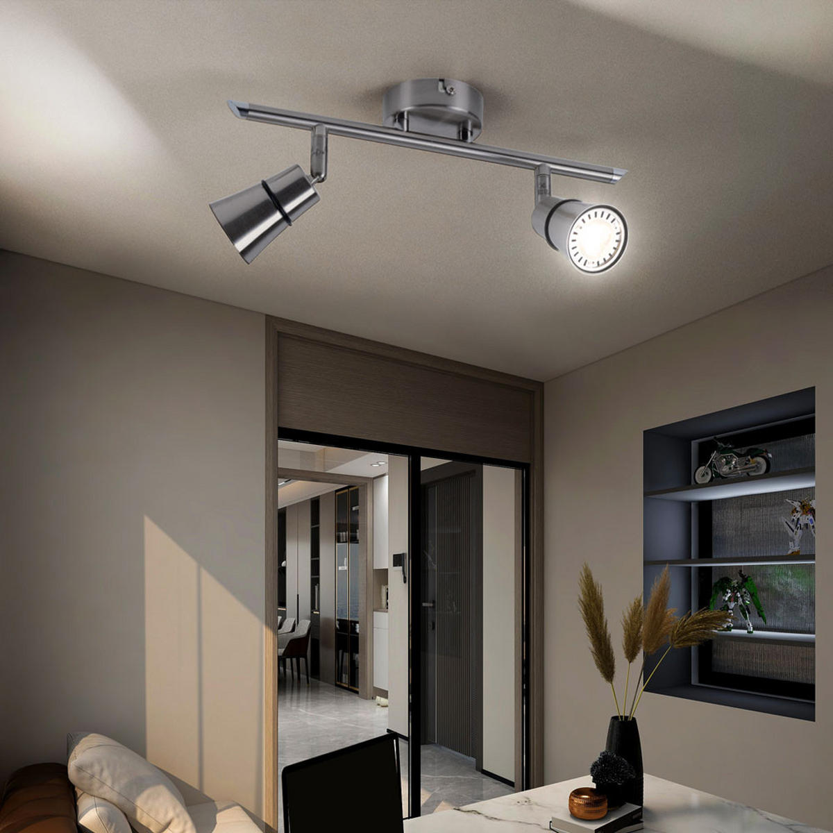 LED DECKENLEUCHTE Metall Chrom Silber - Silberfarben, Metall (34/9/14cm)