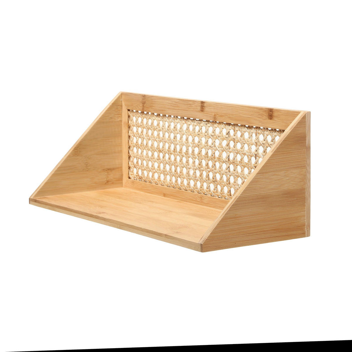 WANDREGAL aus Bambus und natürlichem Rattan - 50 cm - Eschefarben, Holzwerkstoff (15/15/32cm) - Calicosy