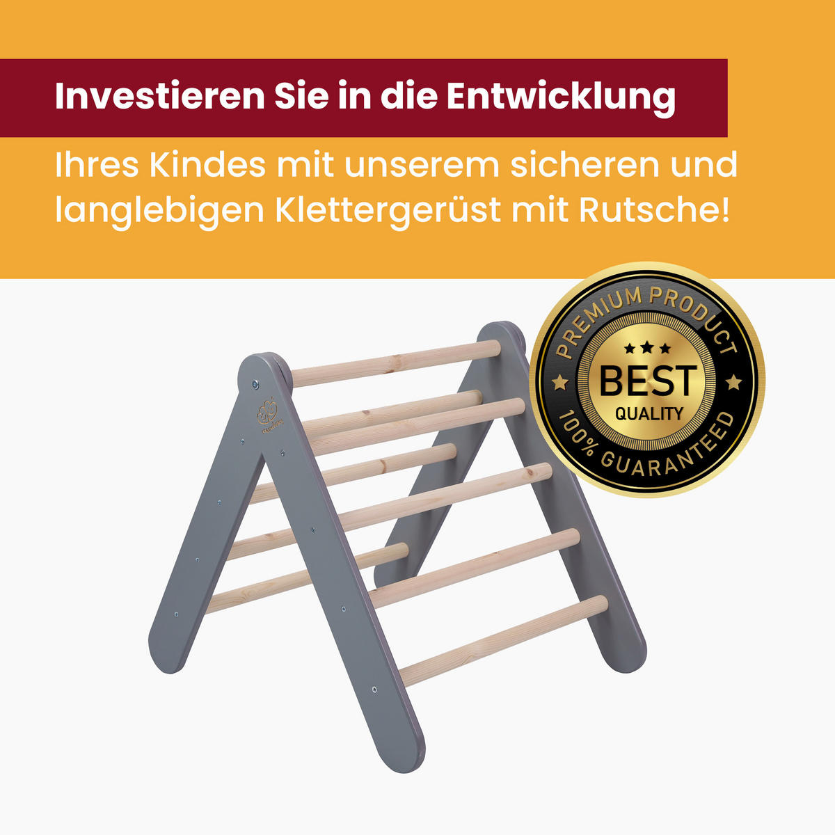 KLETTERDREIECK für Kinder, Montessori, Natur - Beige, Holz (59.5/59/60cm) - MeowBaby