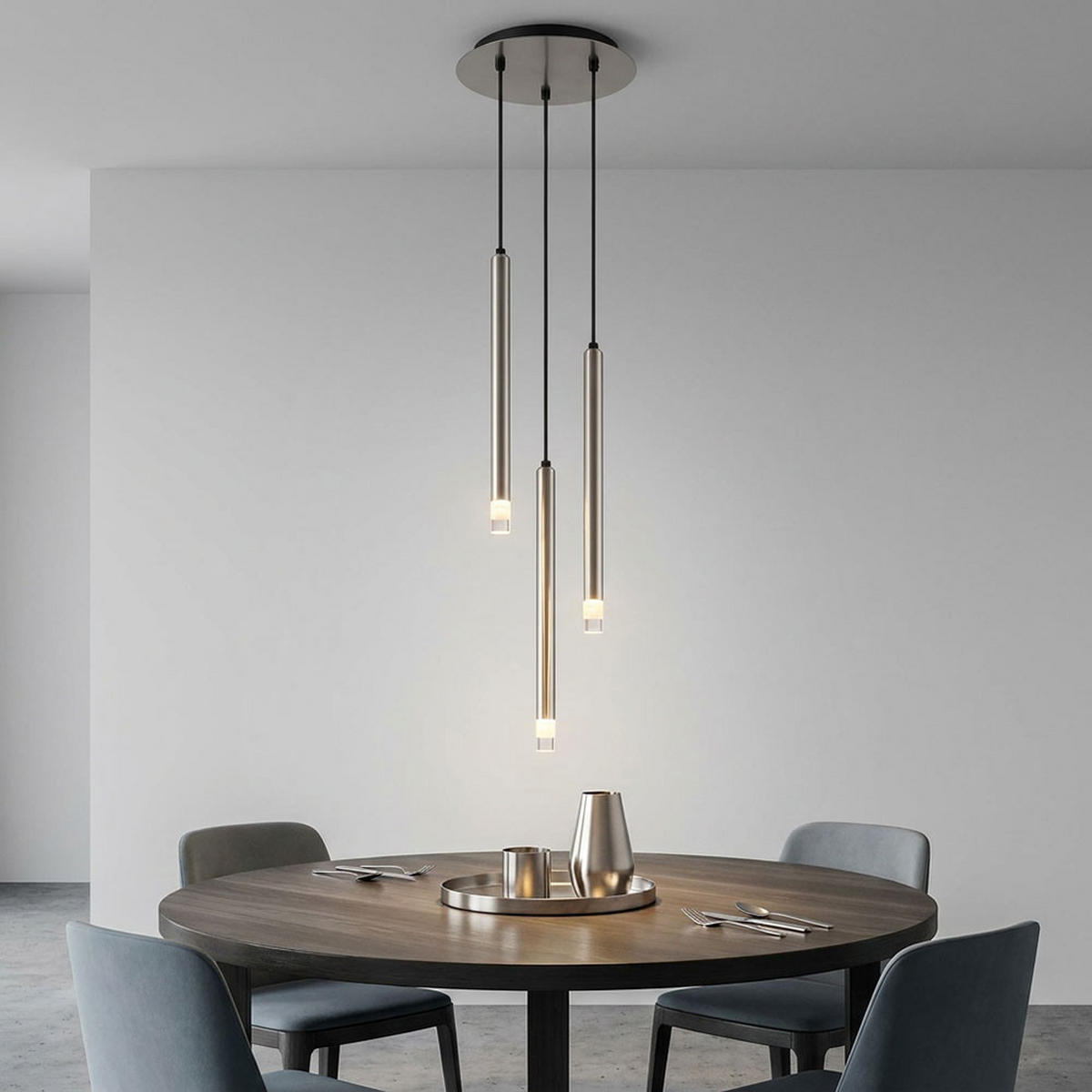 HÄNGELEUCHTE Metall Nickel Matt - Silberfarben, Metall (24/24/120cm) - Globo Lighting