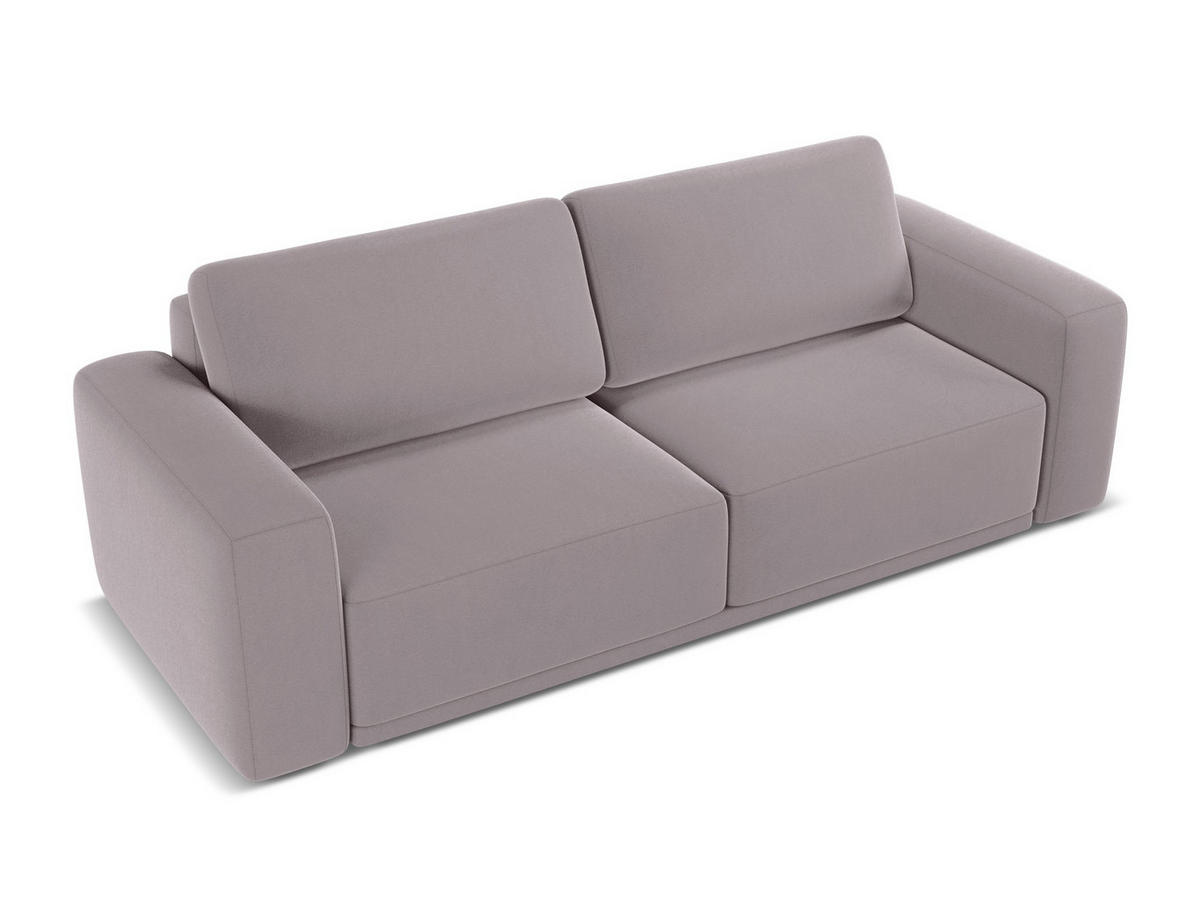 3-SITZER SOFA mit Schlaffunktion Samt Stoff Violett - Lila/Flieder, Kunststoff/Textil (242/91/100cm) - Makamii