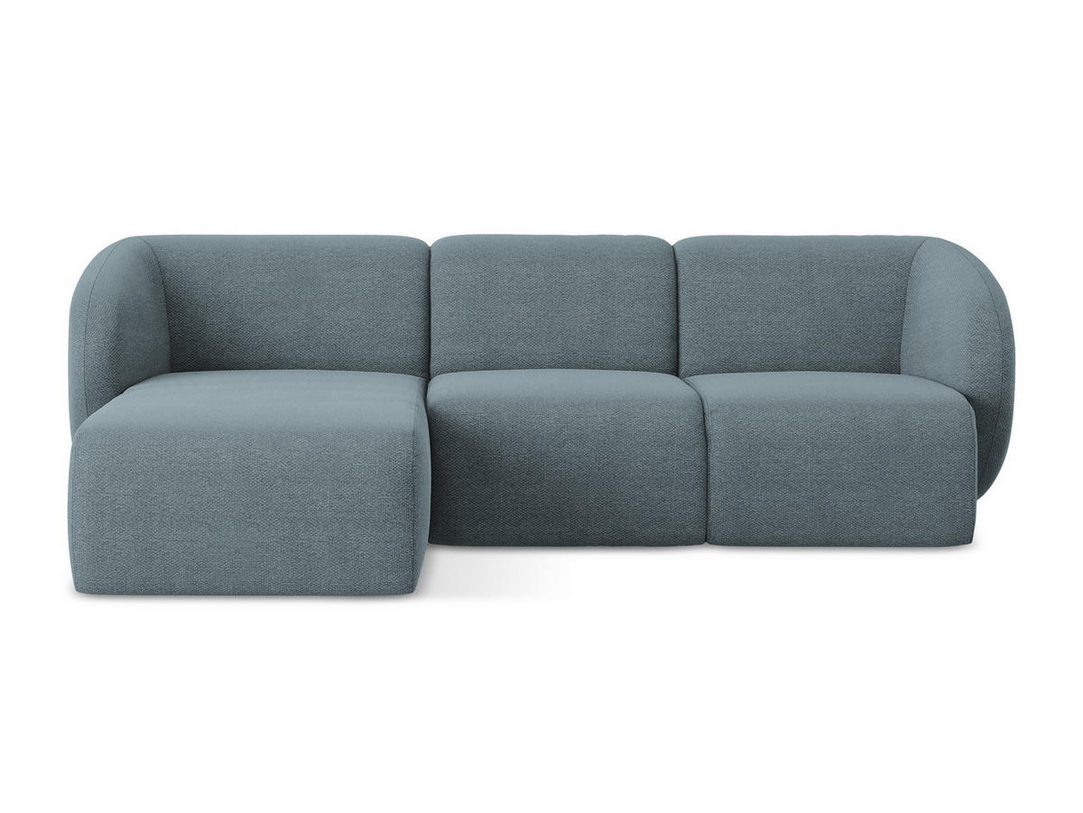 ECKSOFA Links Bouclé Stoff Blau - Blaugrau/Schwarz, Holzwerkstoff/Kunststoff (248/166cm) - Makamii
