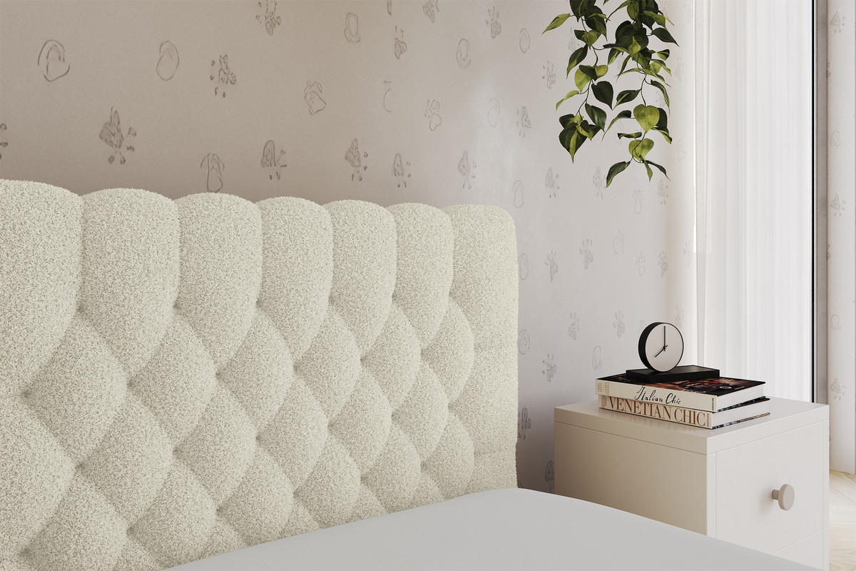 EINZELLBETT Jugendbett mit Bettkasten, Links - MULY 90x200 Beige - Champagner, Holzwerkstoff/Textil (90/200cm) - ALTDECOR