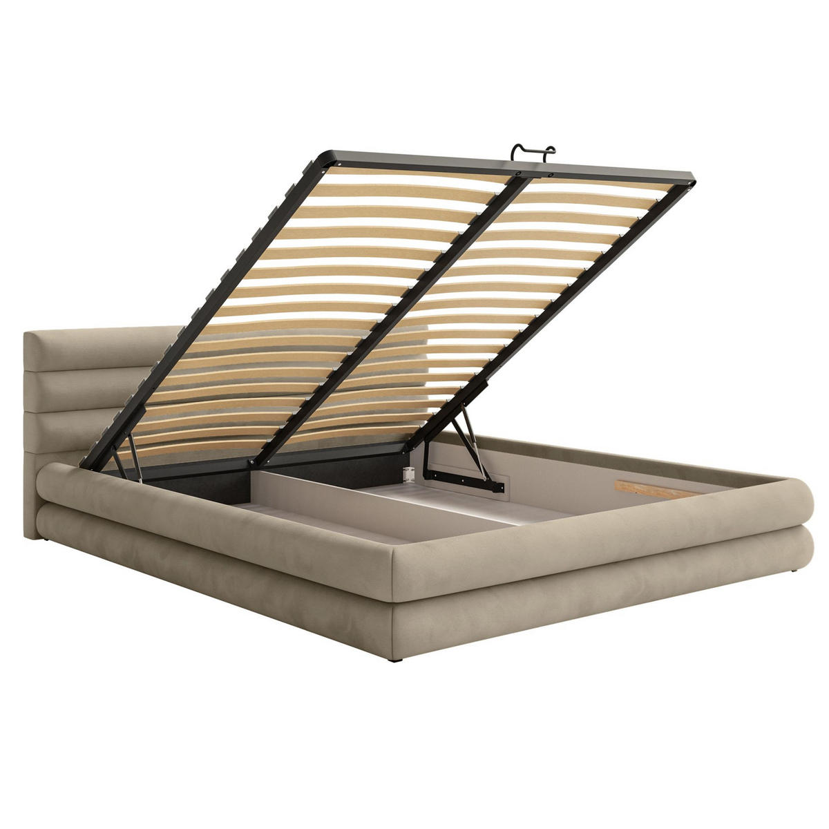 POLSTERBETT Alegre Greige Samt 140x200 cm - Taupe/Schwarz, Holz/Textil (140/200cm) - Selsey