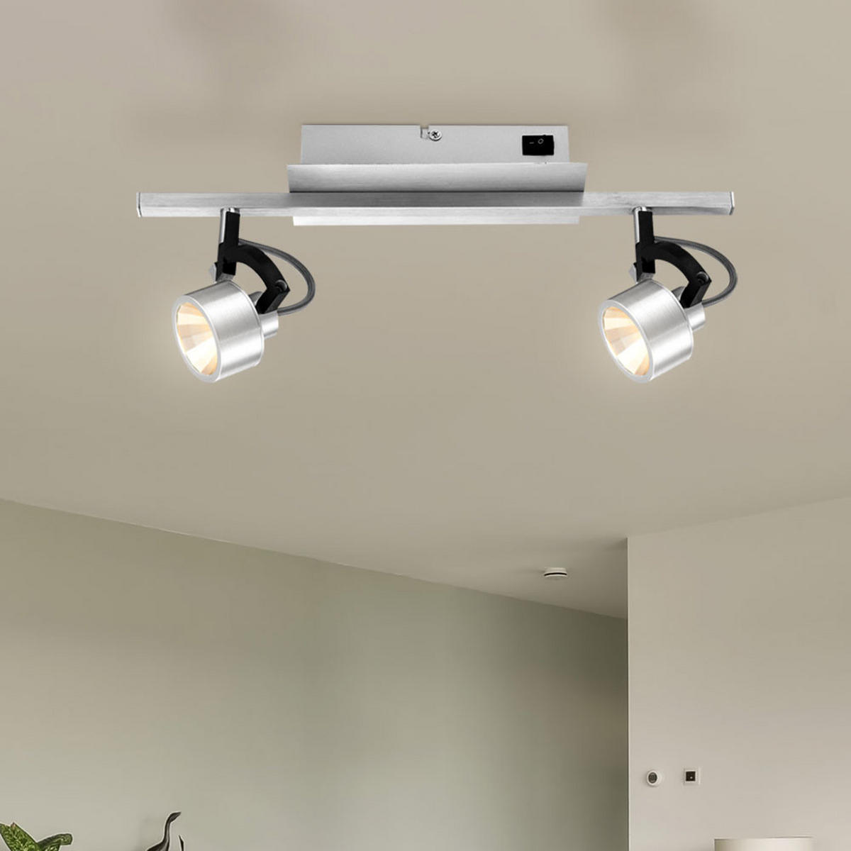 LED DECKENLEUCHTE Alu Silber - Silberfarben, Metall (40.4/9/15.8cm) - Globo Lighting