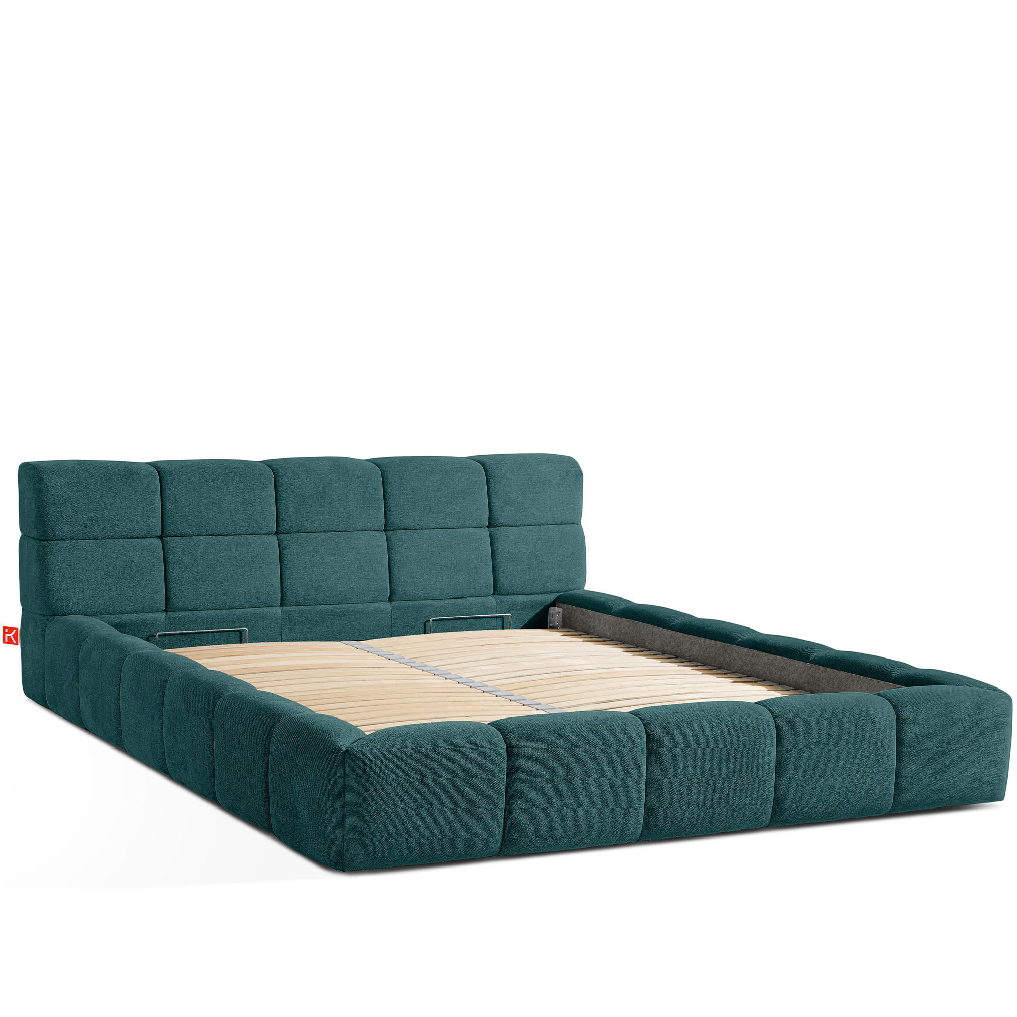 POLSTERBETT AERI mit Rahmen, blau - Blau, Holz/Holzwerkstoff (200/200cm) - KONSIMO®