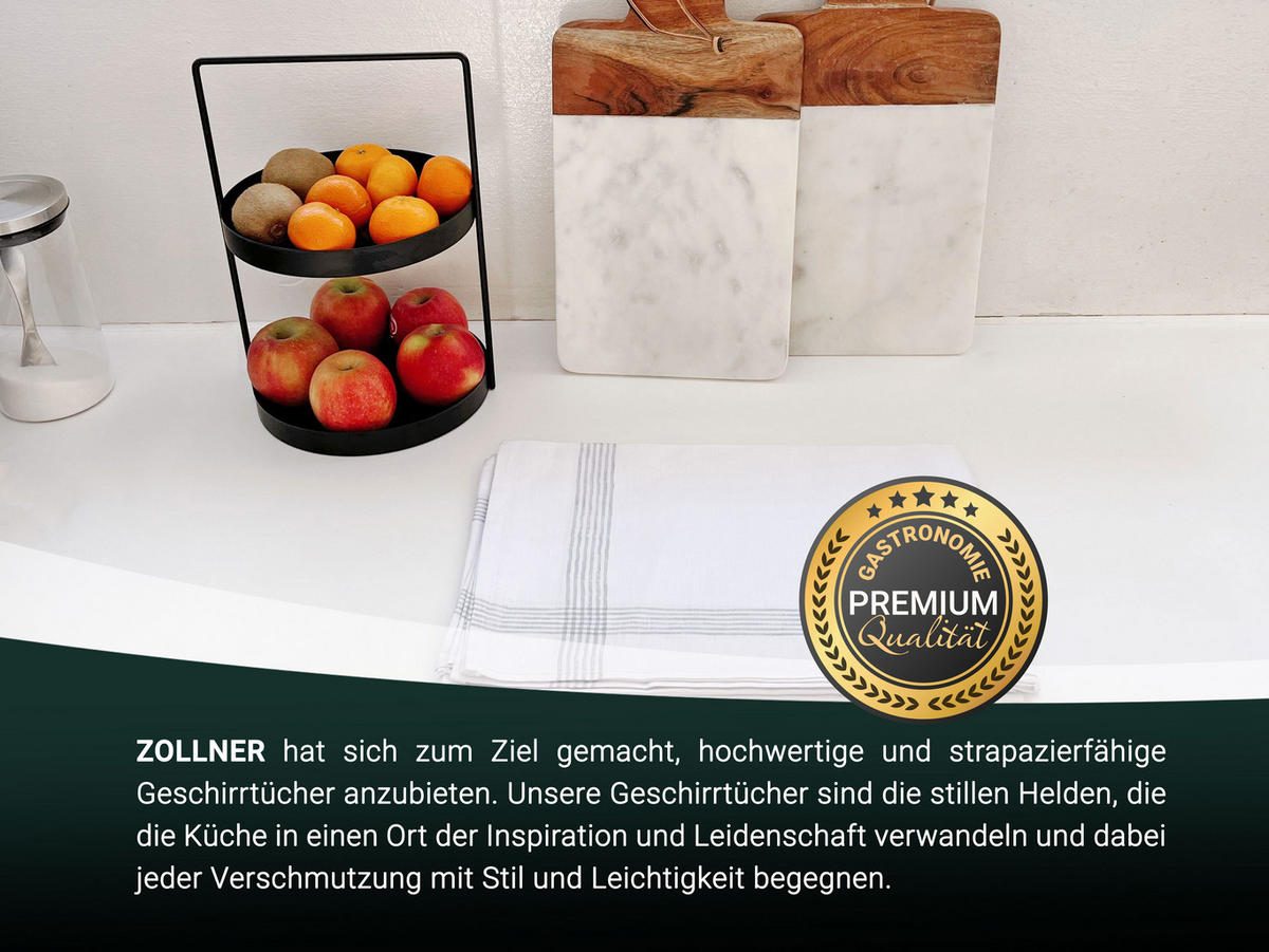 GESCHIRRTÜCHER, 4er-Set, 50x70 cm, 100% Leinen, Weiß - Hellgrau, Textil (50/70cm) - Zollner