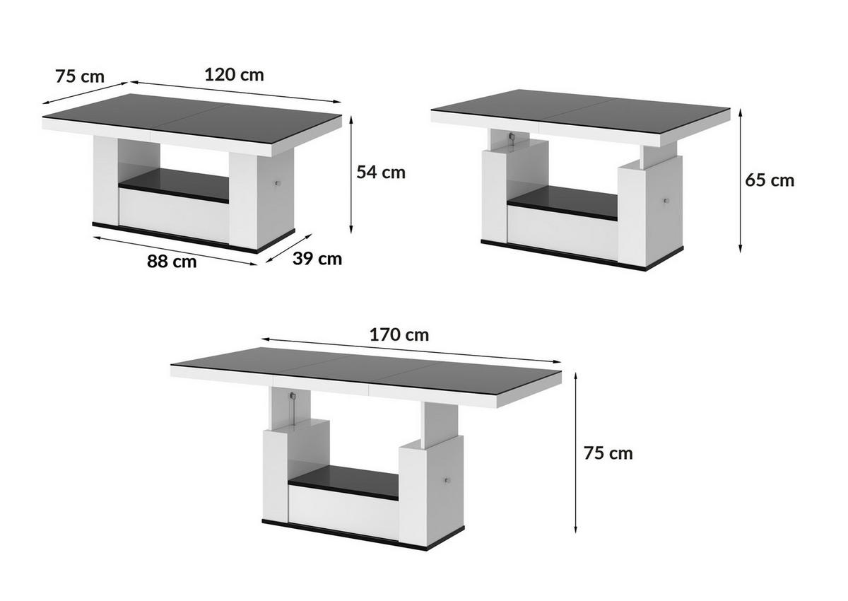 COUCHTISCH rechteckig Marmor dunkel - Schwarz Hochglanz 120/75/54 cm - Schwarz Hochglanz/Dunkelgrau, Holzwerkstoff (75/120/54cm) - designimpex