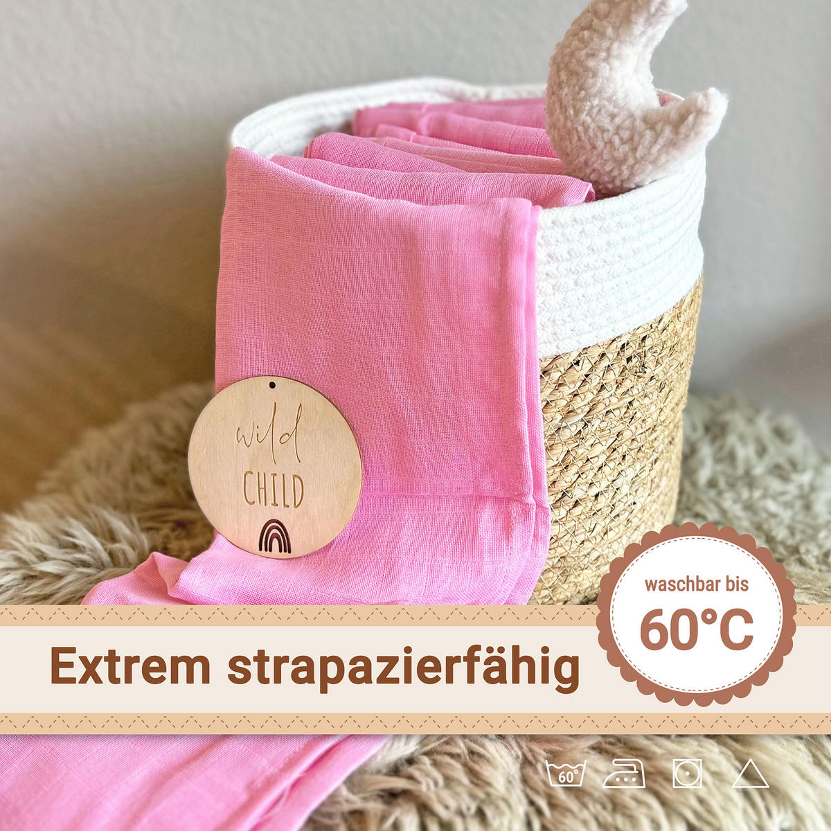 SPUCKTÜCHER, 10er-Set, 70x70 cm, 100% Baumwolle, Rosa - Rosa, Textil (70/70cm) - Zollner