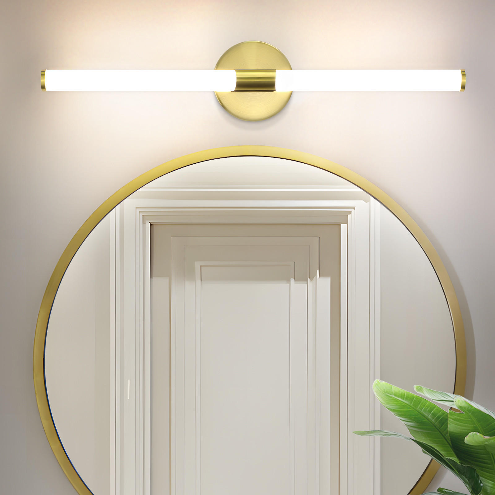 SPIEGELLEUCHTE Klyndark 12/6.6/60 cm - Goldfarben, Kunststoff (60/12/6.6cm) - ZMH