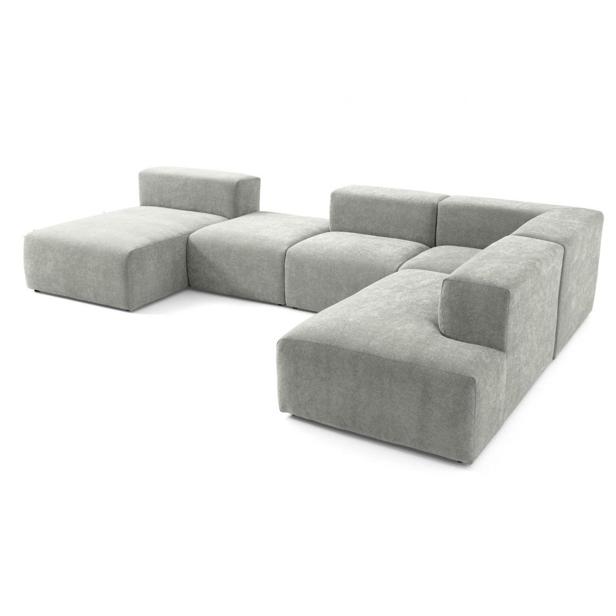 5-SITZER modulares Wohnlandschaft U XXL HEAVEN SET 6 Rechts, Breite 375 cm Webstoff Grau - Schwarz/Grau, Holz/Kunststoff (245/73/375cm) - Muffo