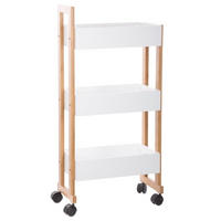 BADEZIMMERWAGEN Bambusschrank - 3 Ebenen Bamboo 40/20/80 cm - Weiß, Naturmaterialien (20/80/40cm) - 5five Simply Smart
