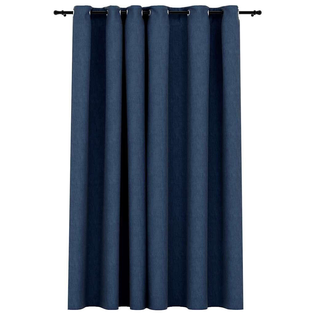 VERDUNKELUNGSVORHANG Mit Ösen Leinenoptik Blau 290/245 Cm - Blau, Textil (290/245/1cm) - vidaXL