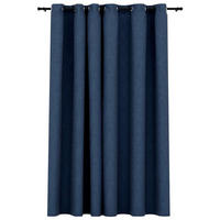VERDUNKELUNGSVORHANG Mit Ösen Leinenoptik Blau 290/245 Cm - Blau, Textil (290/245/1cm) - vidaXL