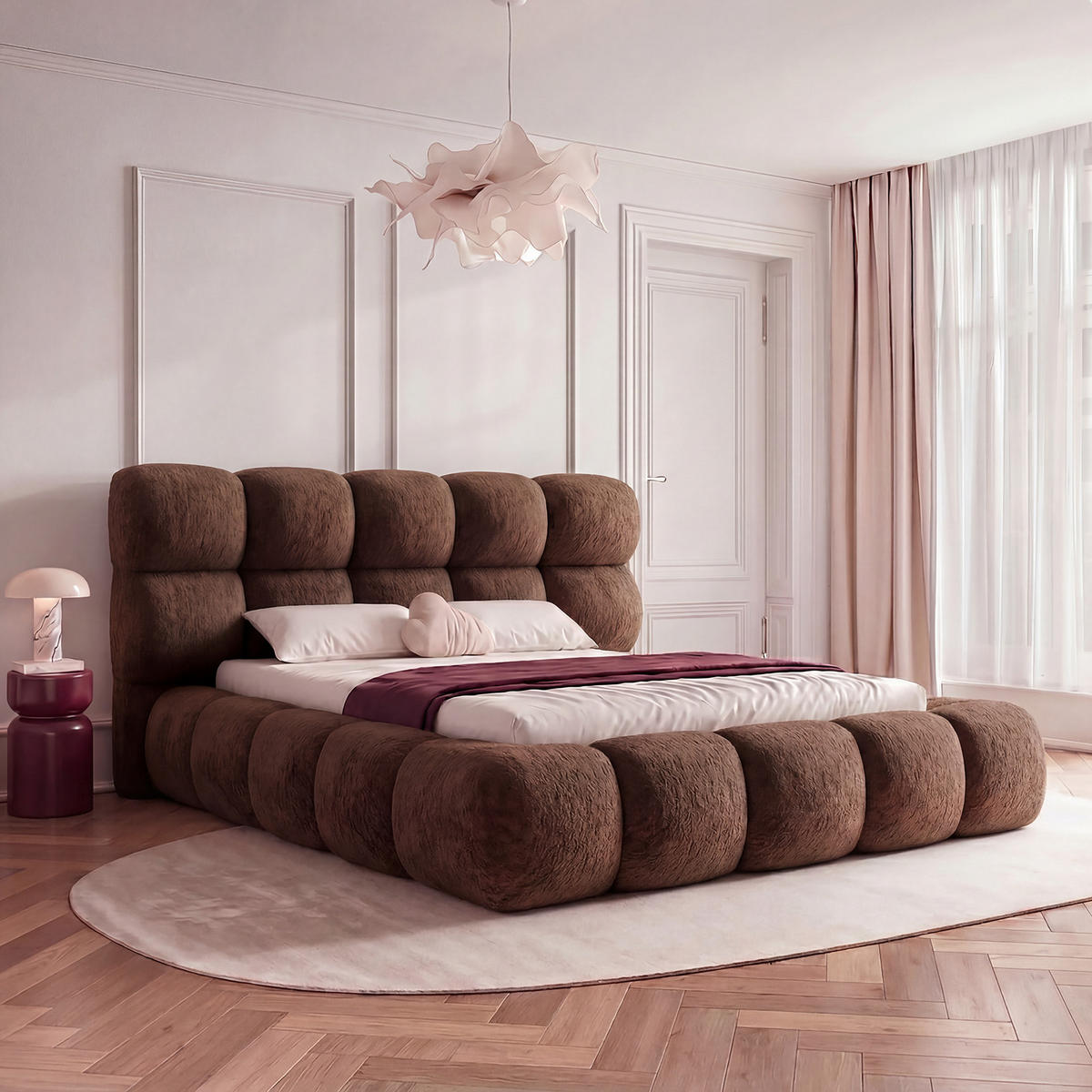 POLSTERBETT FERAGU 180x200 cm, Hellbraun - Hellbraun, Textil (200/180cm) - Fedve
