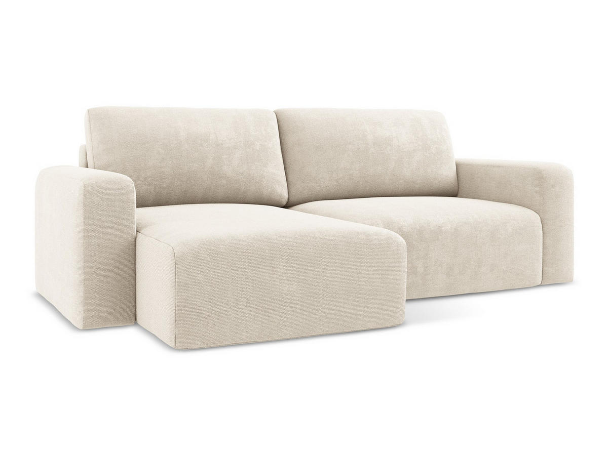 ECKSOFA mit Schlaffunktion links Chenille Stoff Beige - Beige/Creme, Kunststoff/Textil (149/244cm) - Makamii
