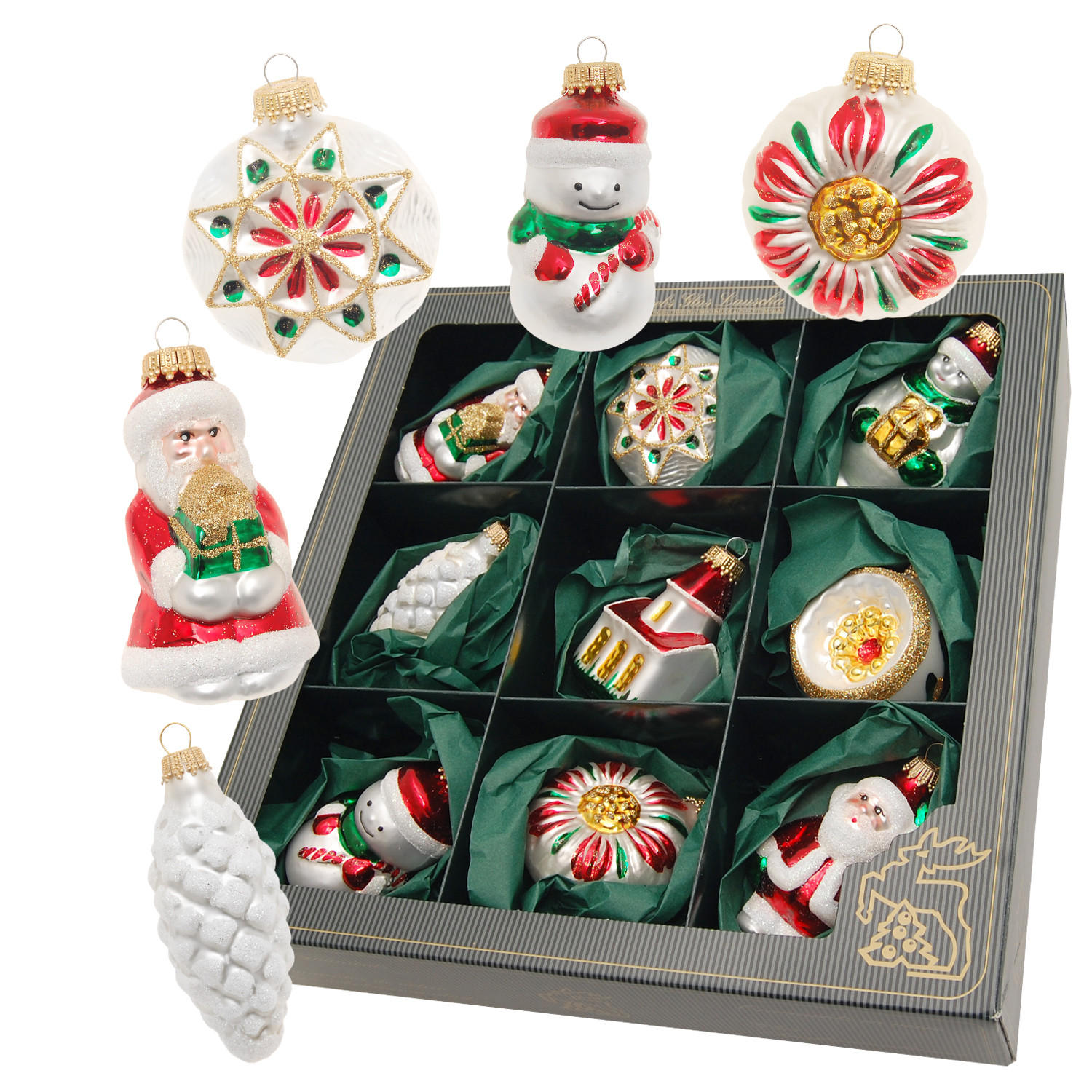 Krebs Glas Lauscha Christbaumschmuck Weiß 6x9x5 cm