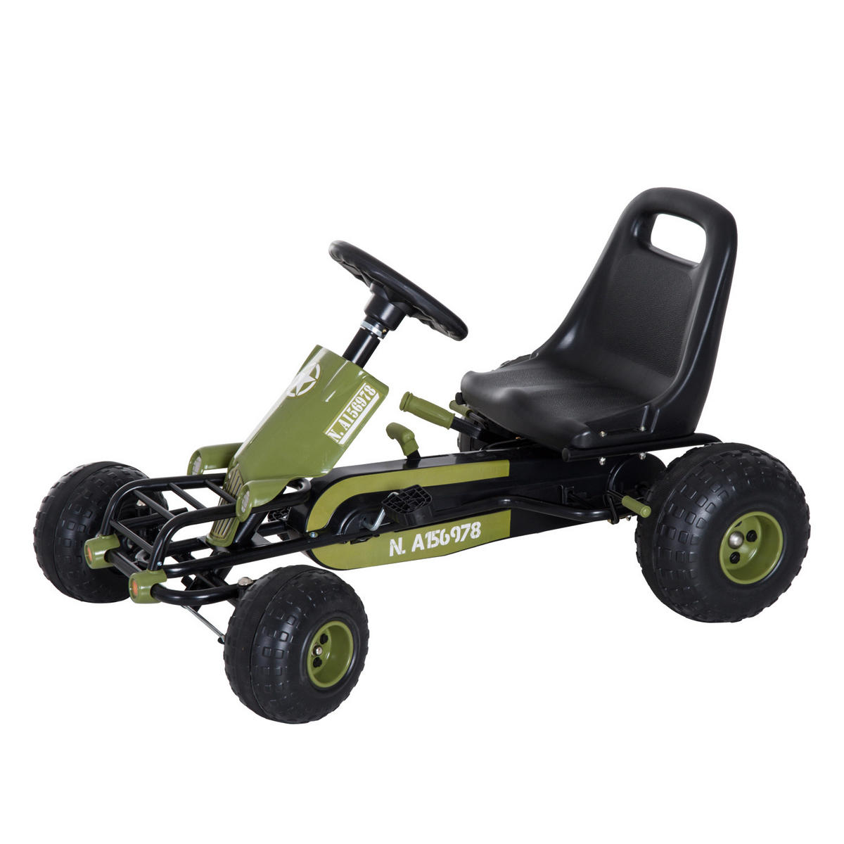 GOKART DE-06086 mit Handbremse und verstellbarem Sitz Grün - Grün, Kunststoff/Metall (99/65/56cm) - ComfortXL